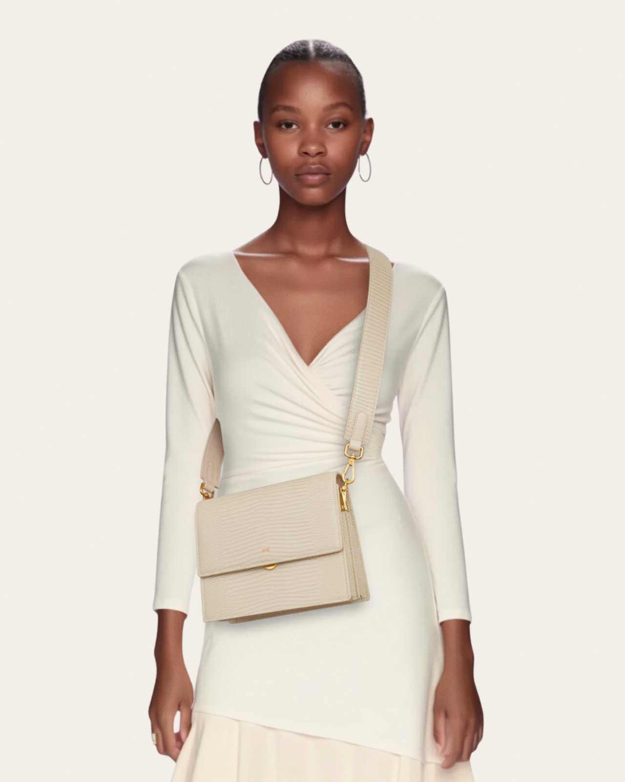 Mini Flap Borsa - Ivory Lucertola