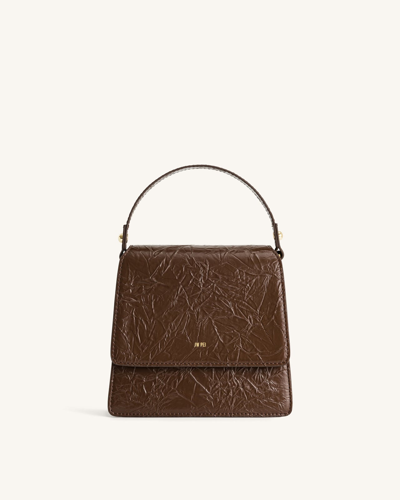 Borsa a tracolla con manico superiore FAE - Terra d'ombra con plissé