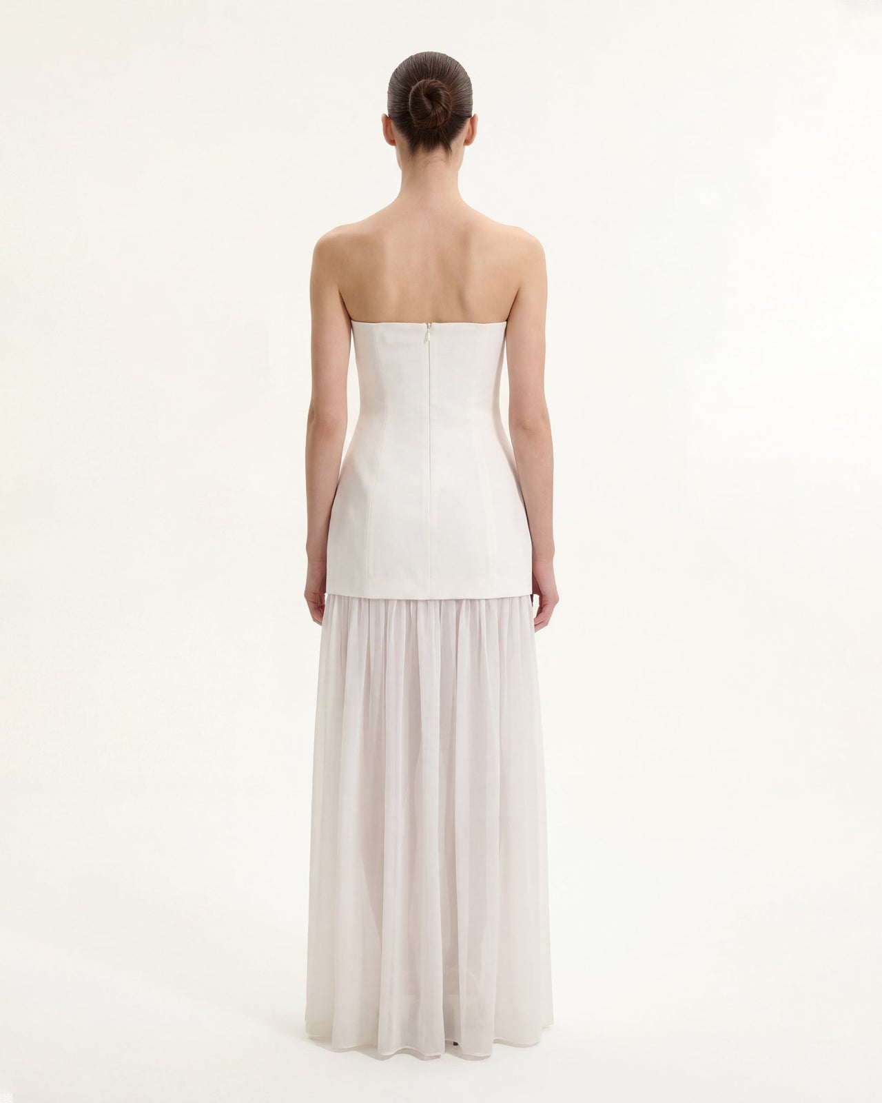 Abito lungo floreale monospalla - Bianco