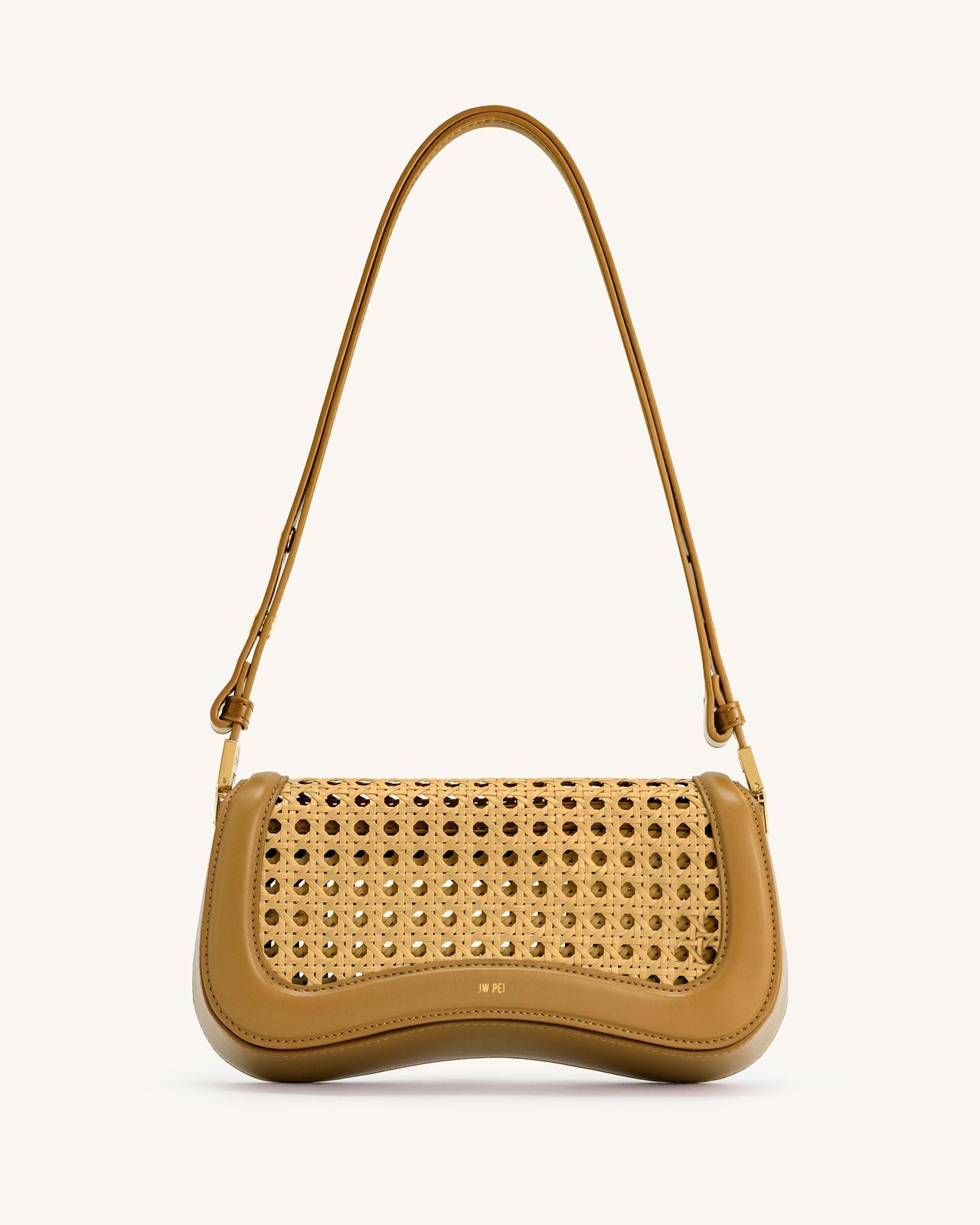 Borsa a tracolla intrecciata in finto bamboo Joy - Marrone