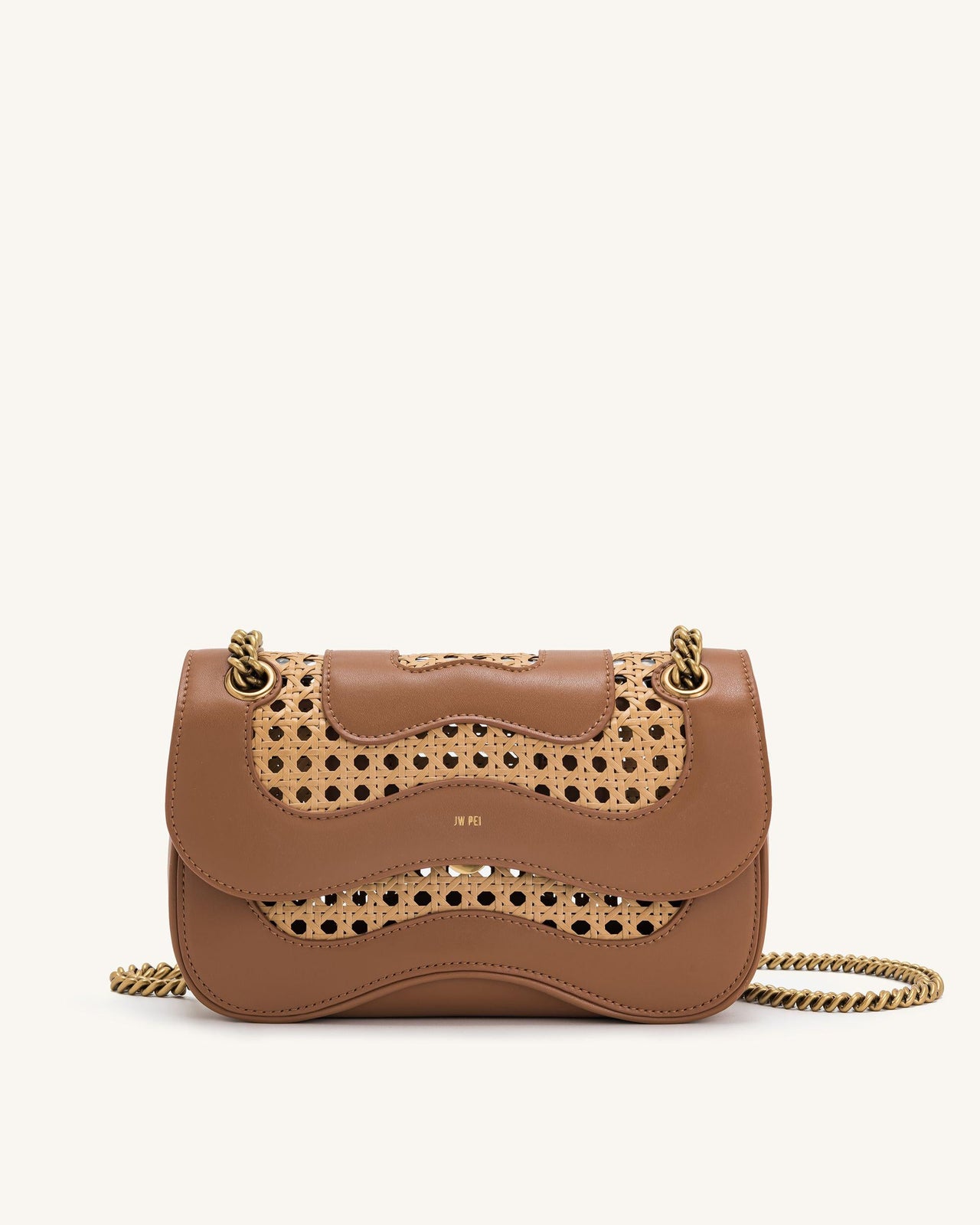 Tracolla intrecciata in finto bamboo Tina - Marrone