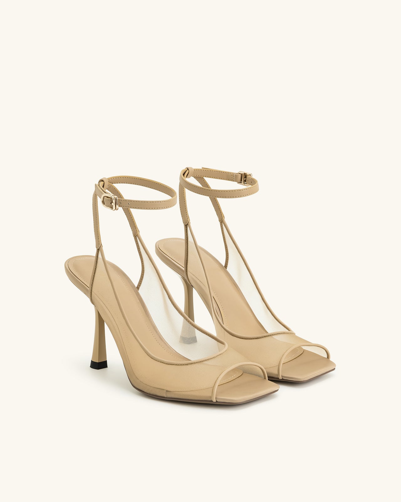 Serenity Sandali Slingback a Rete con Punta Aperta - Kaki