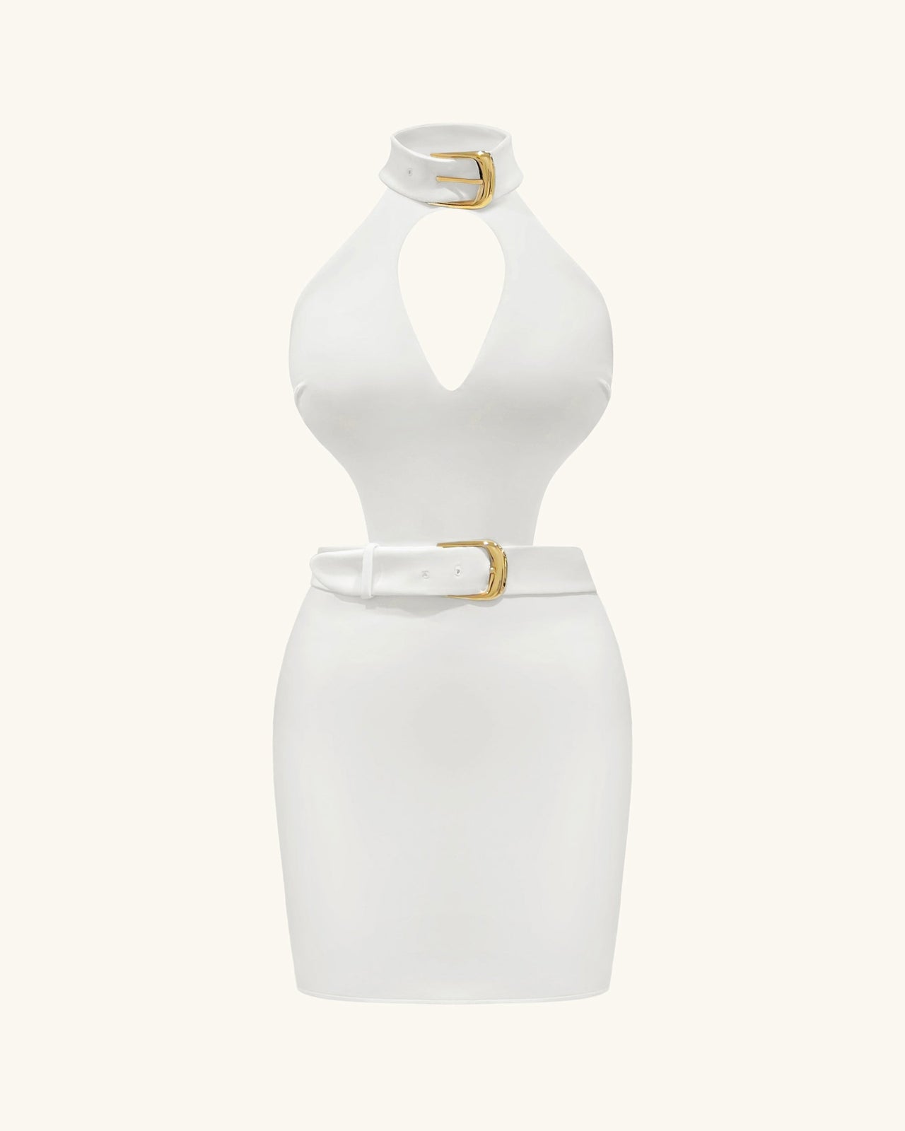 Gabriella Mini abito halter con cintura e dettagli cut-out - Avorio