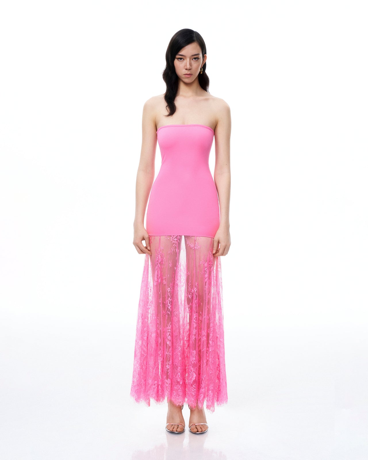 Evadne Abito in Pizzo Floreale - Rosa