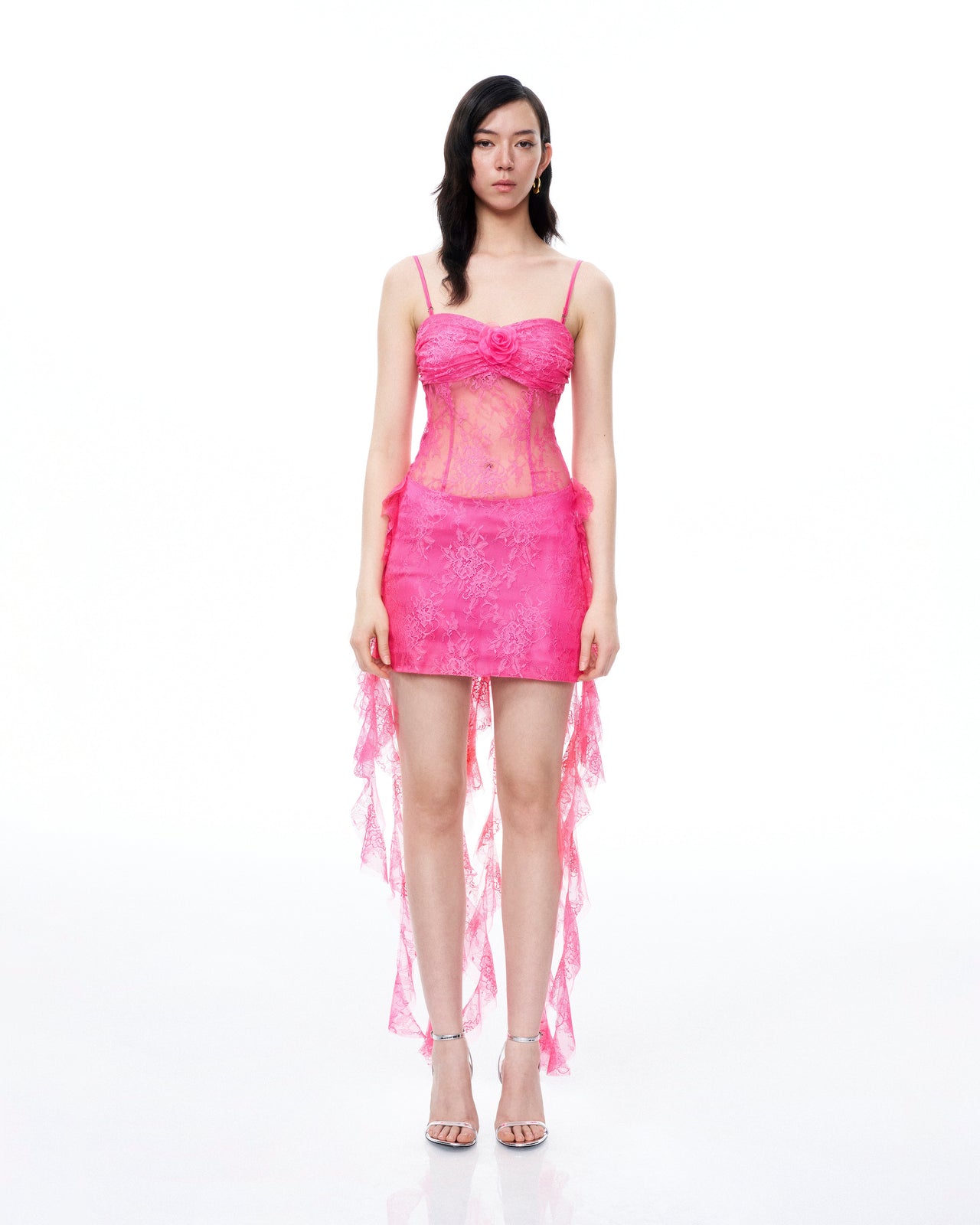 Selene Miniabito in Pizzo Floreale 3D - Rosa