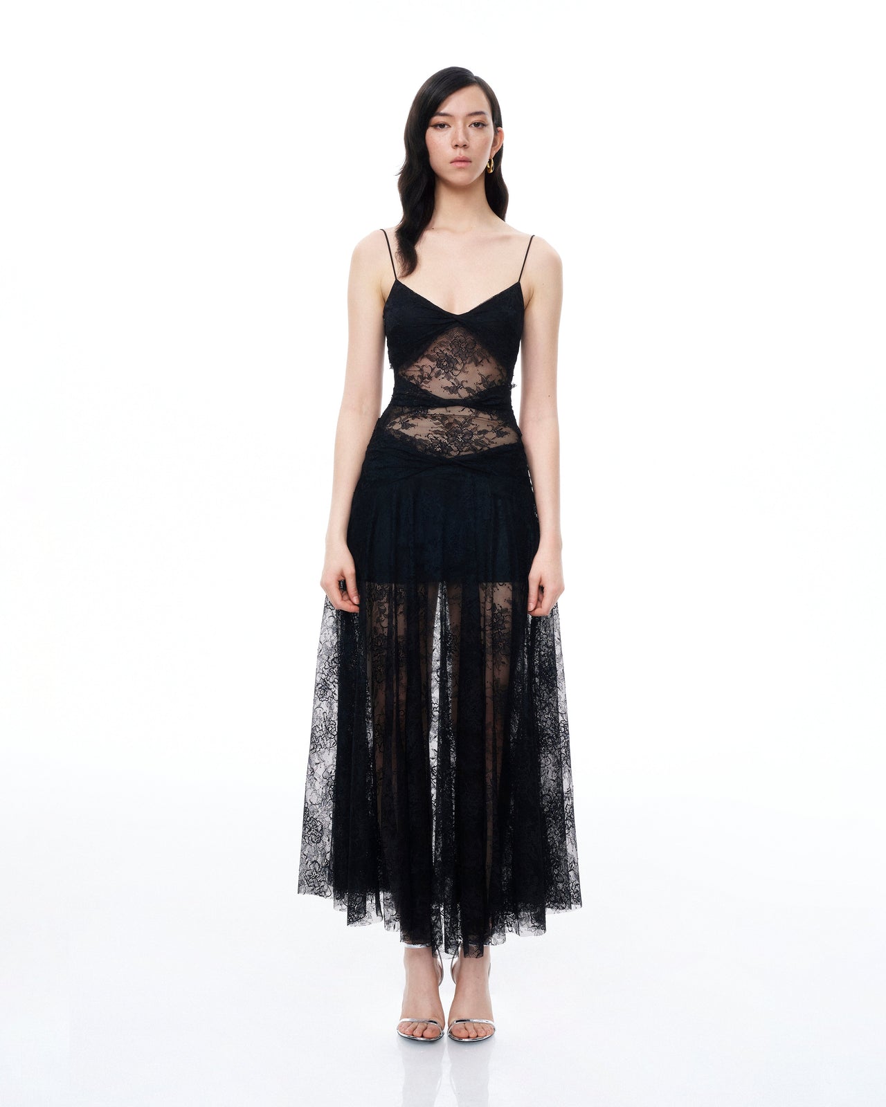 Indigo Abito in Pizzo Floreale - Nero