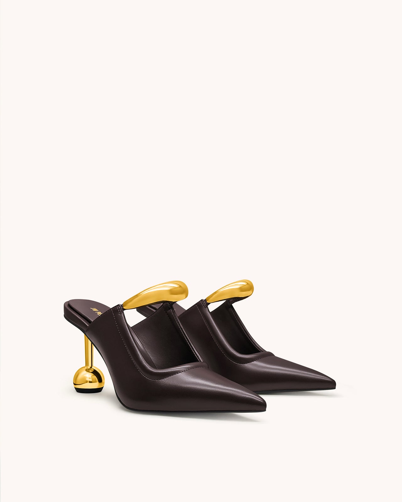 Sofia Mules con Tacco a Sfera con Dettagli in Metallo - Borgogna Scuro