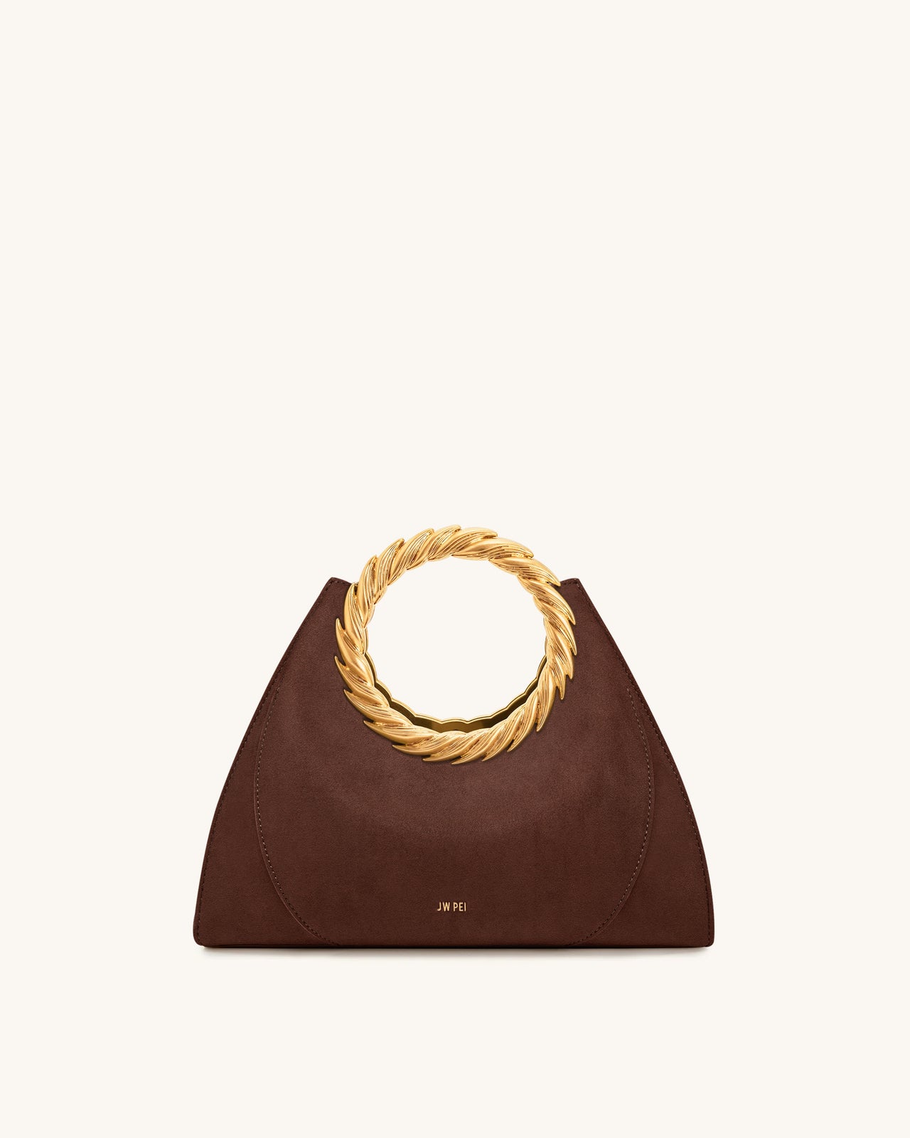 Borsa scultura in similpelle scamosciata con manico a foglia Amiya - Marrone Mocha