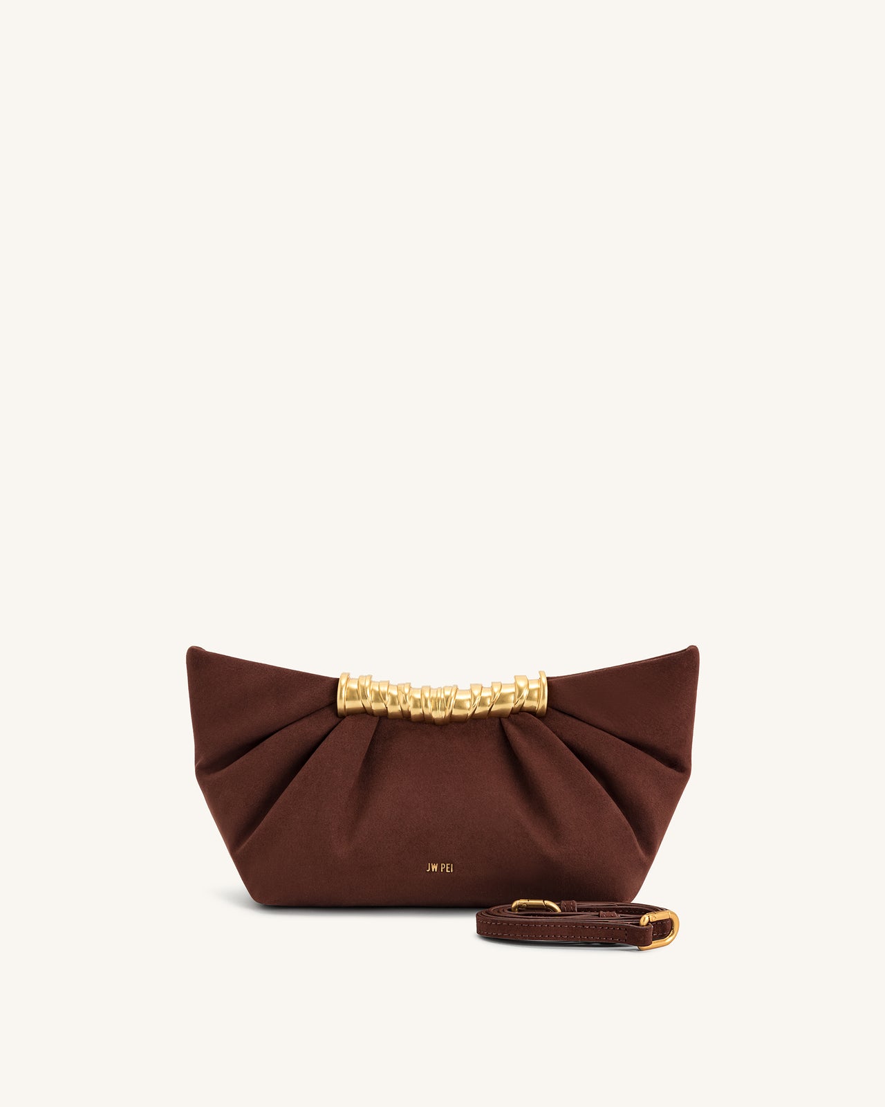Leia Clutch Pieghettata - Marrone Scuro