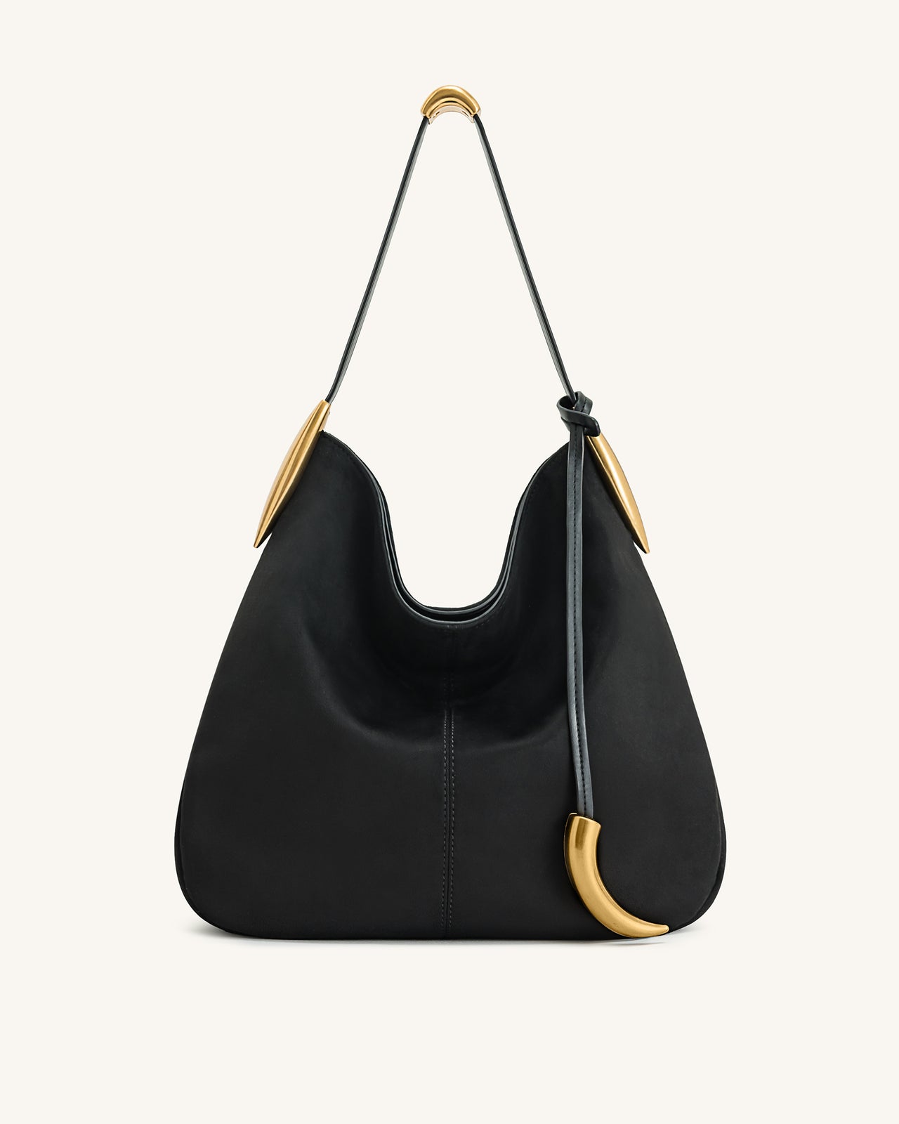 Nina Borsa Hobo con Ciondolo in Metallo - Nero