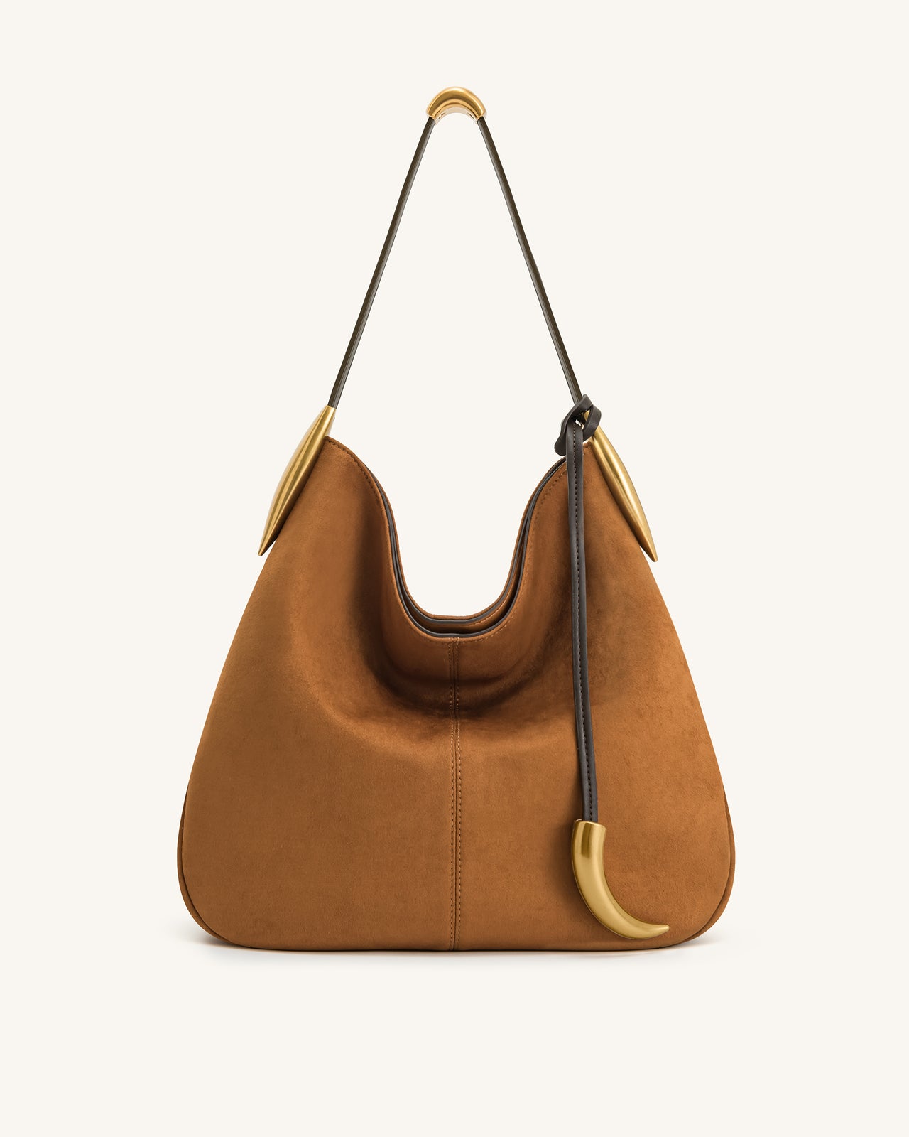Nina Borsa Hobo con Ciondolo in Metallo - Marrone