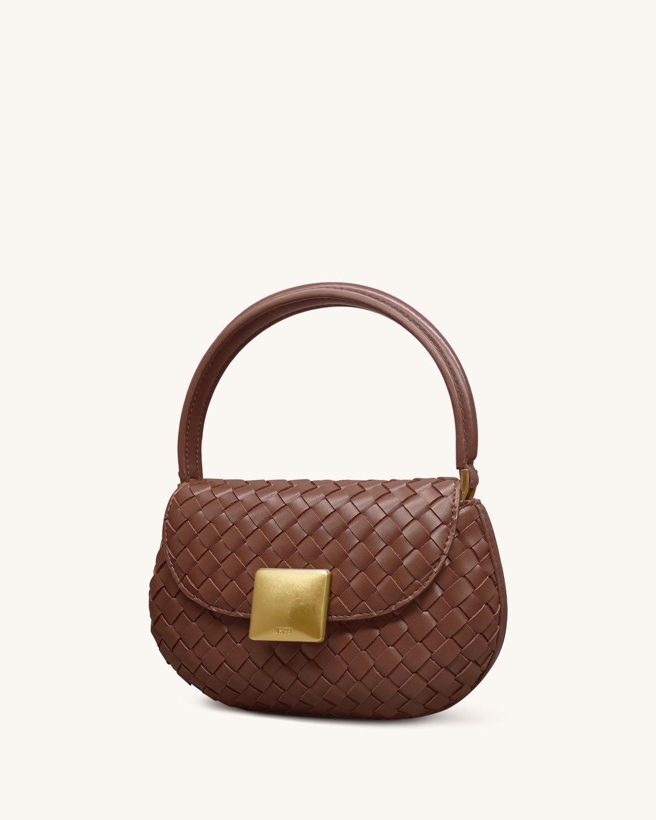 Zuri Borsa Tonda Intrecciata A Mano Con Manico Superiore - Marrone