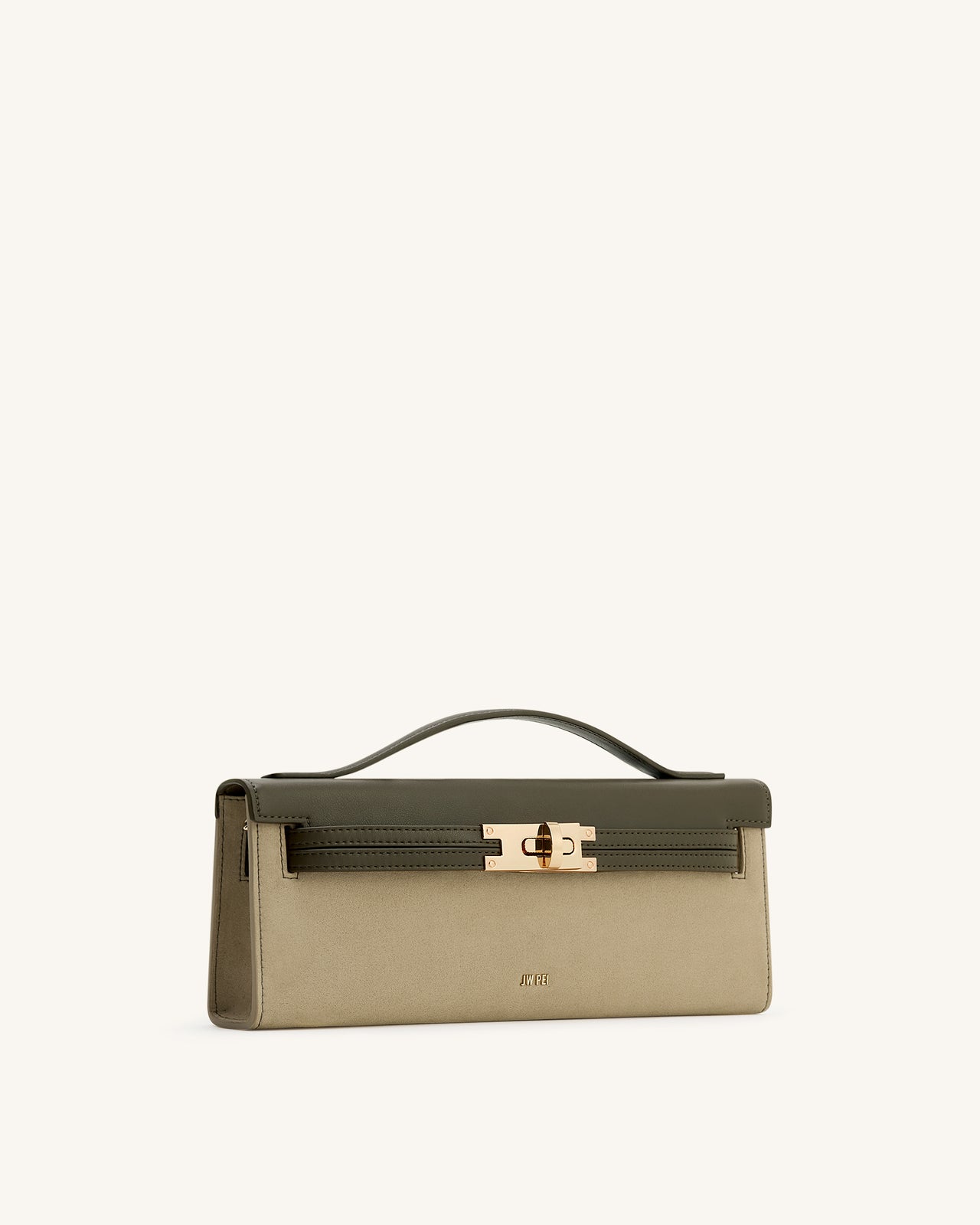 Bria Borsa a Mano Strutturata in Finta Pelle Scamosciata - Verde Oliva Scuro