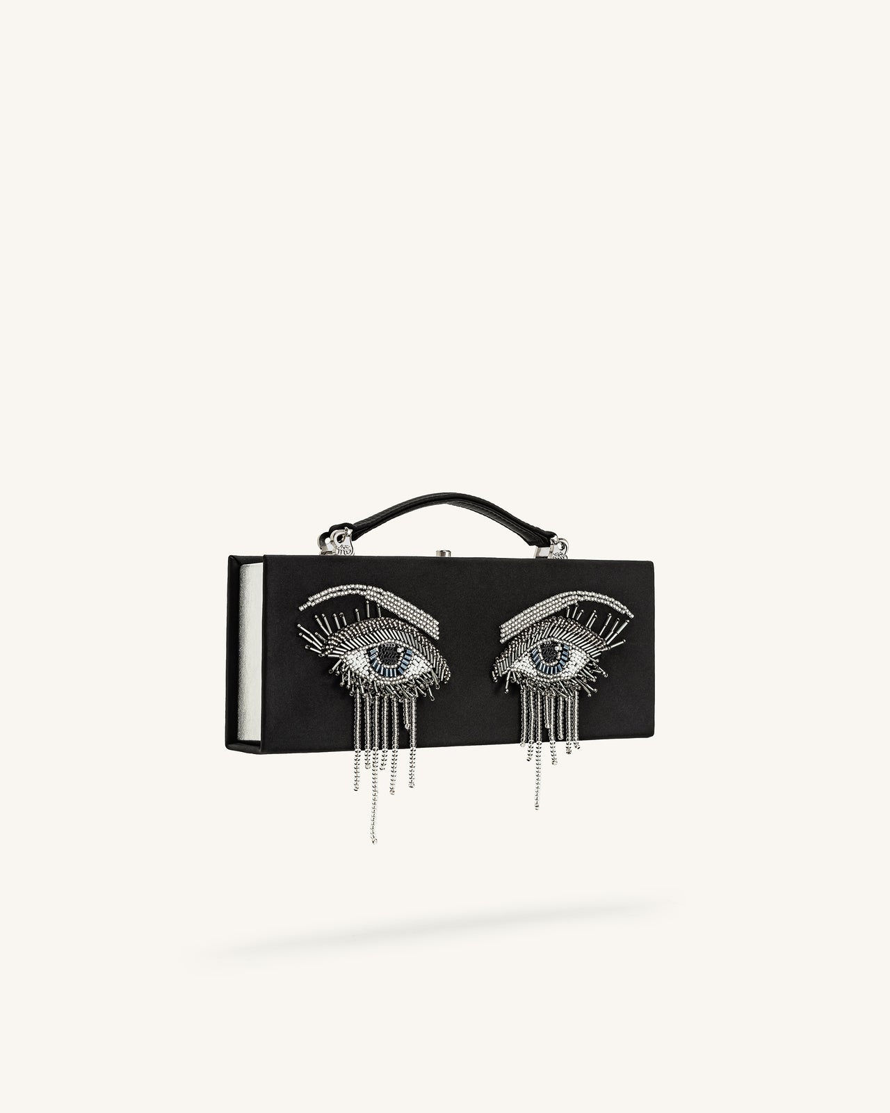 Vera Pochette Rettangolare con Decorazioni di Perline - Nero