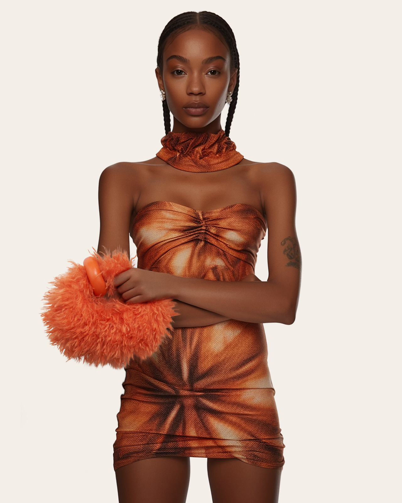 Abacus Borsa a Mano Mini in Pelliccia Sintetica - Arancione