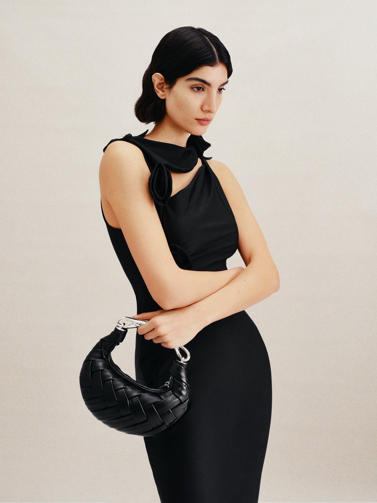 Borsa a tracolla Orla intrecciata - Nero