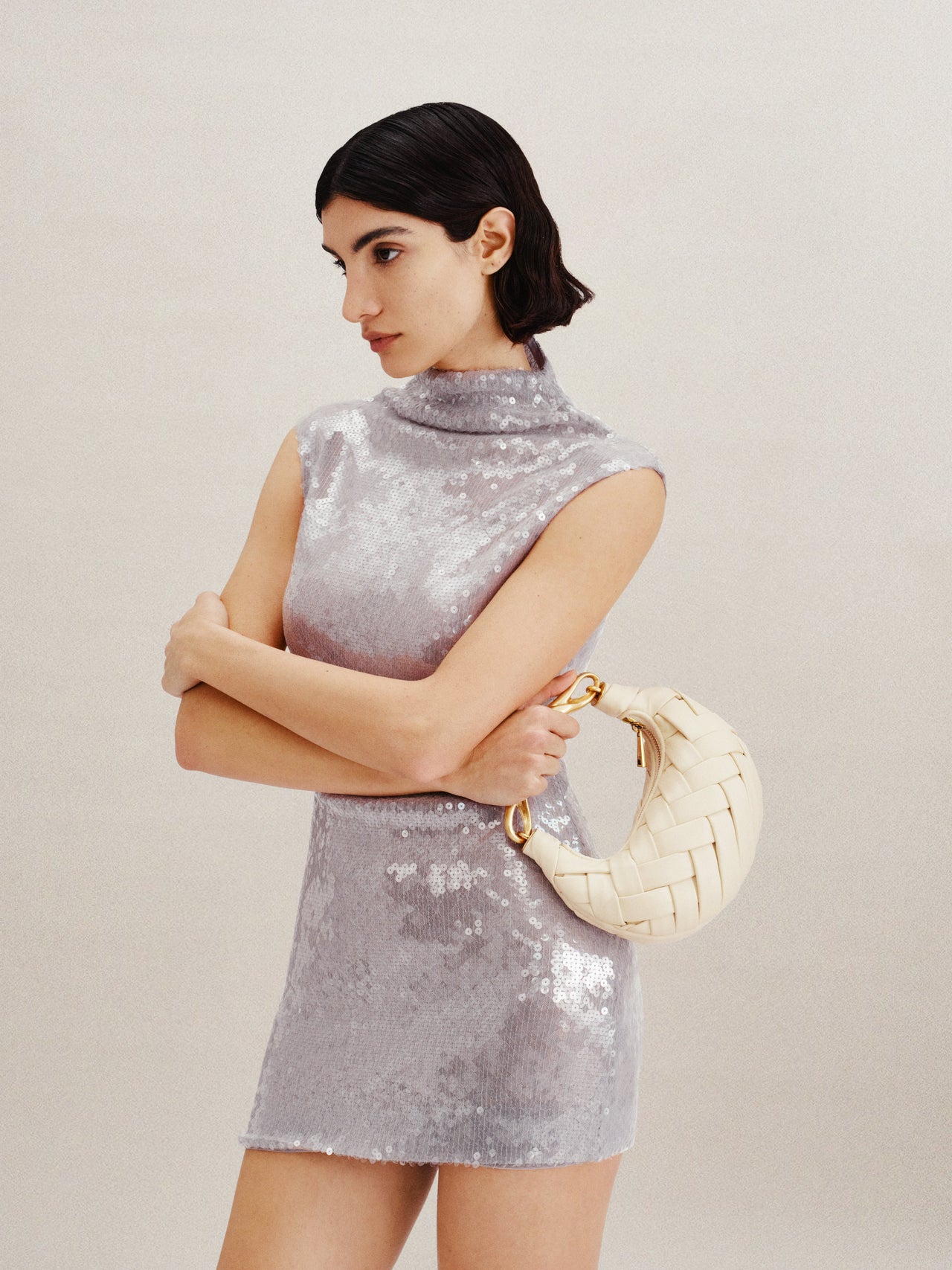 Borsa a tracolla Orla intrecciata - Bianca