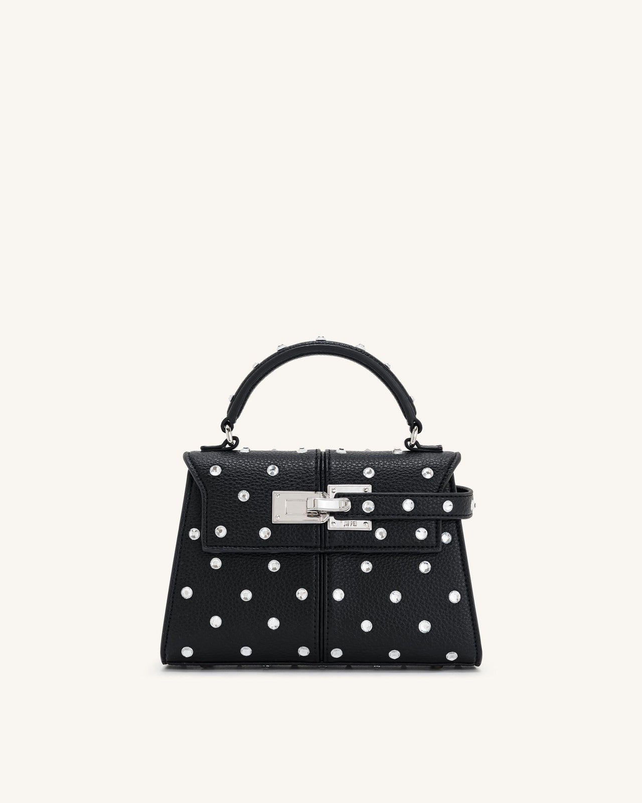 Borsa a Manico Superiore con Cristalli Artificiali Elise - Nero
