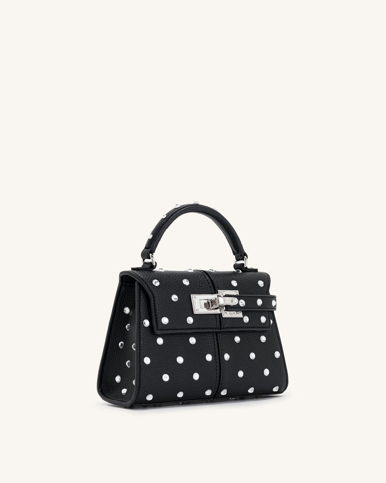 Borsa a Manico Superiore con Cristalli Artificiali Elise - Nero