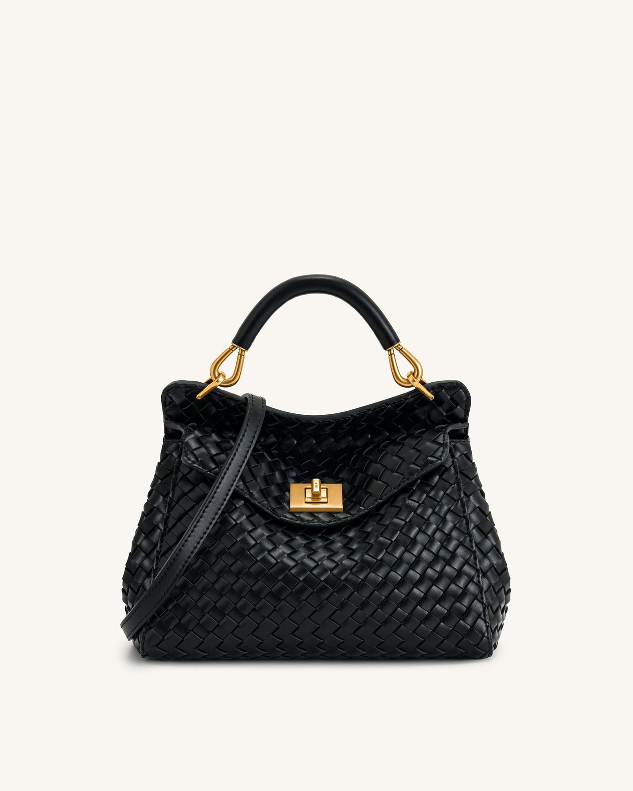 Lucia Borsa Classica Intrecciata con Manico Superiore - Nera