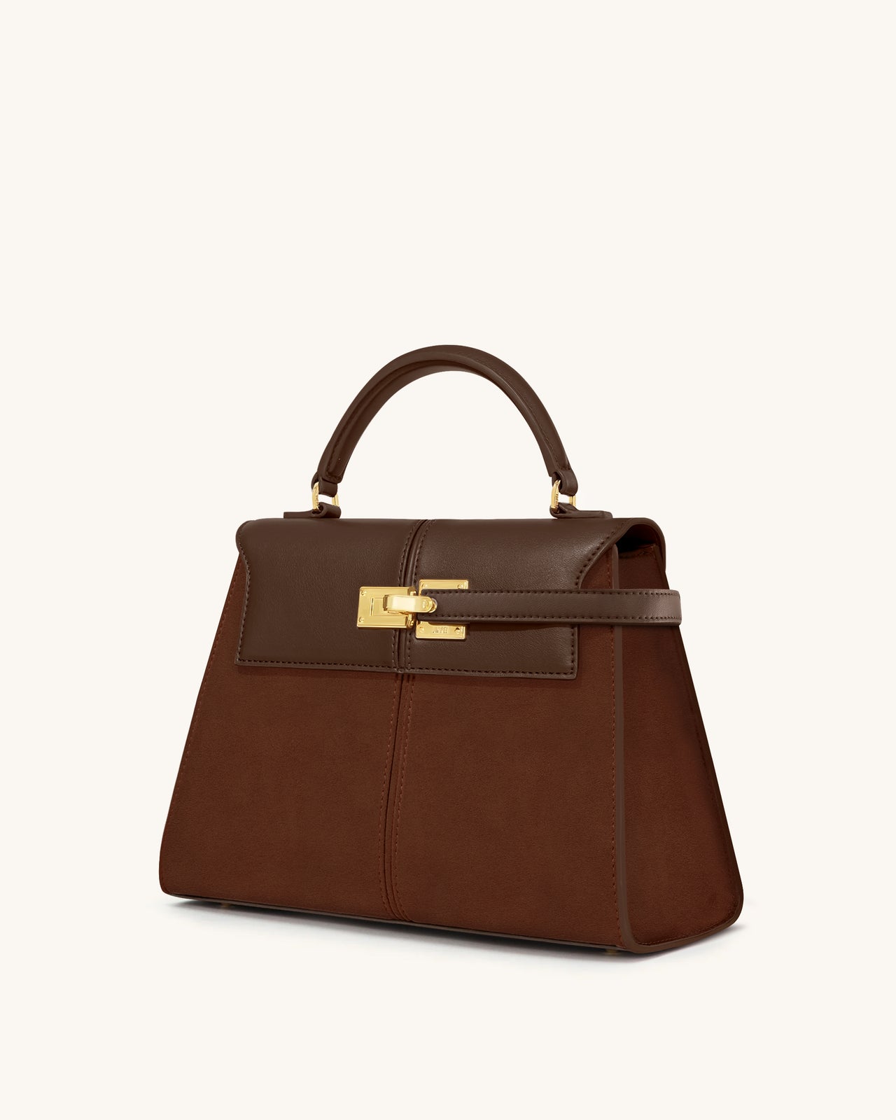 Elise Borsa Grande a Mano con Manico Superiore in Finta Pelle Scamosciata - Marrone Moka