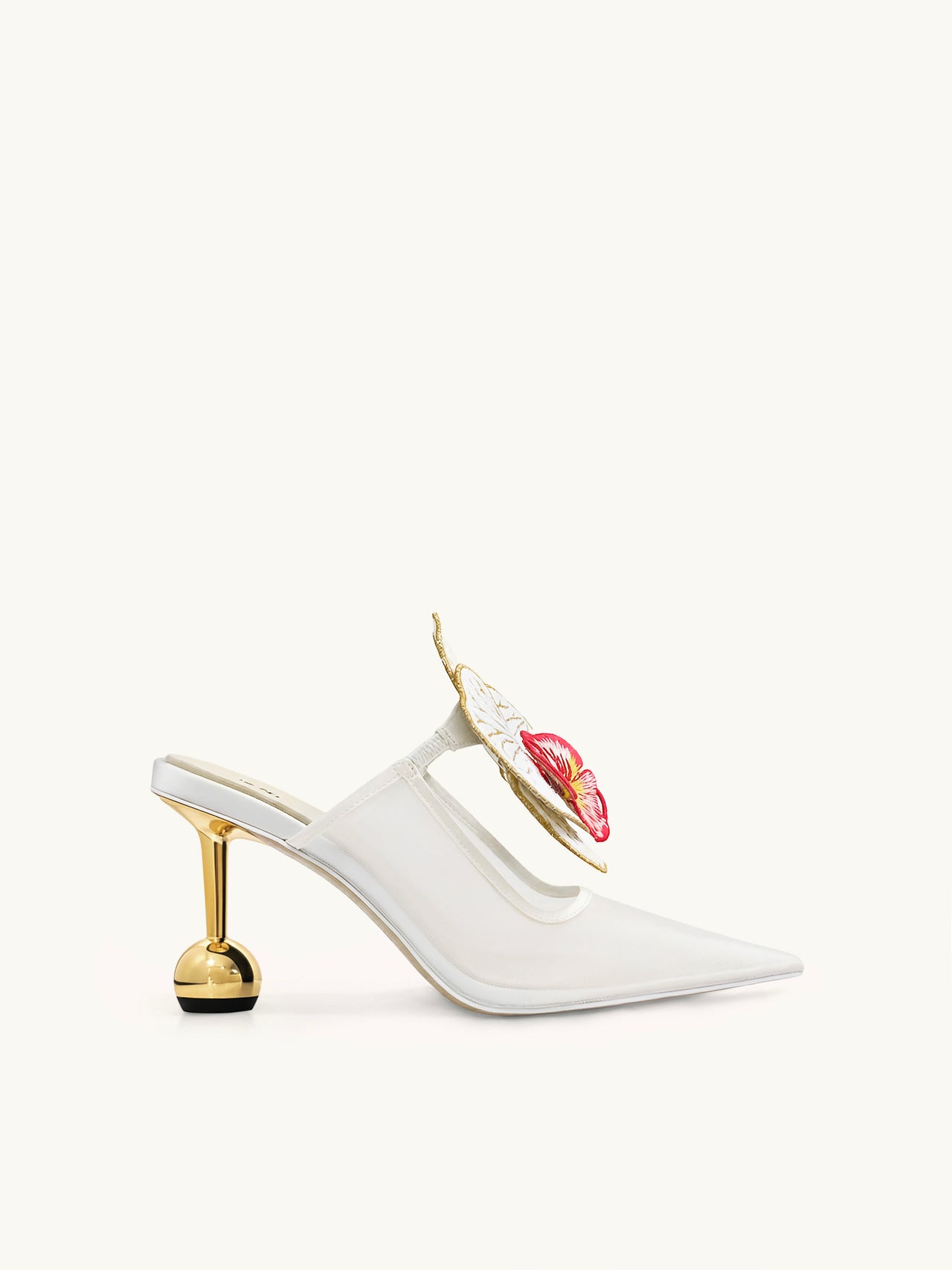 Sofia Orchid Sphere Heel Mules - Bianco