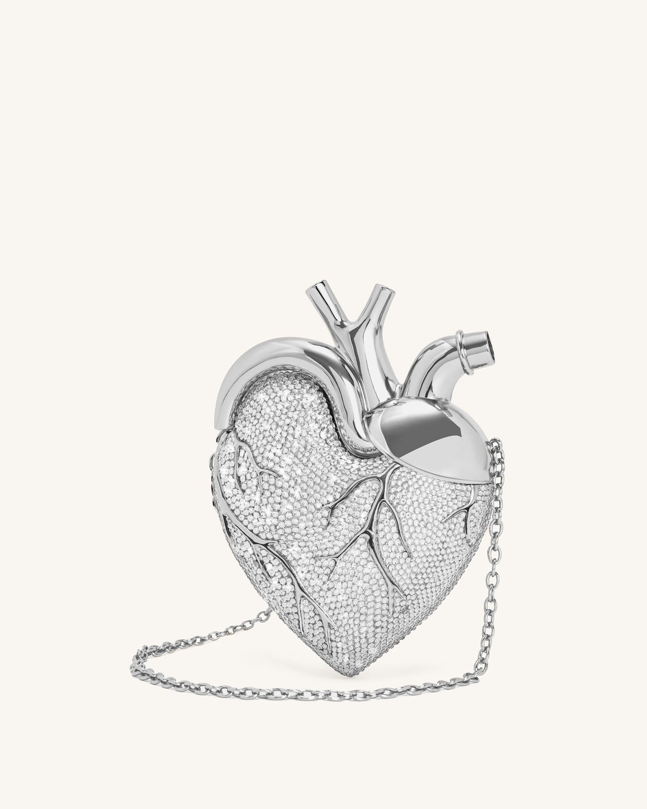 Maren Borsa a Forma di Cuore in Cristallo Artificiale - Argento