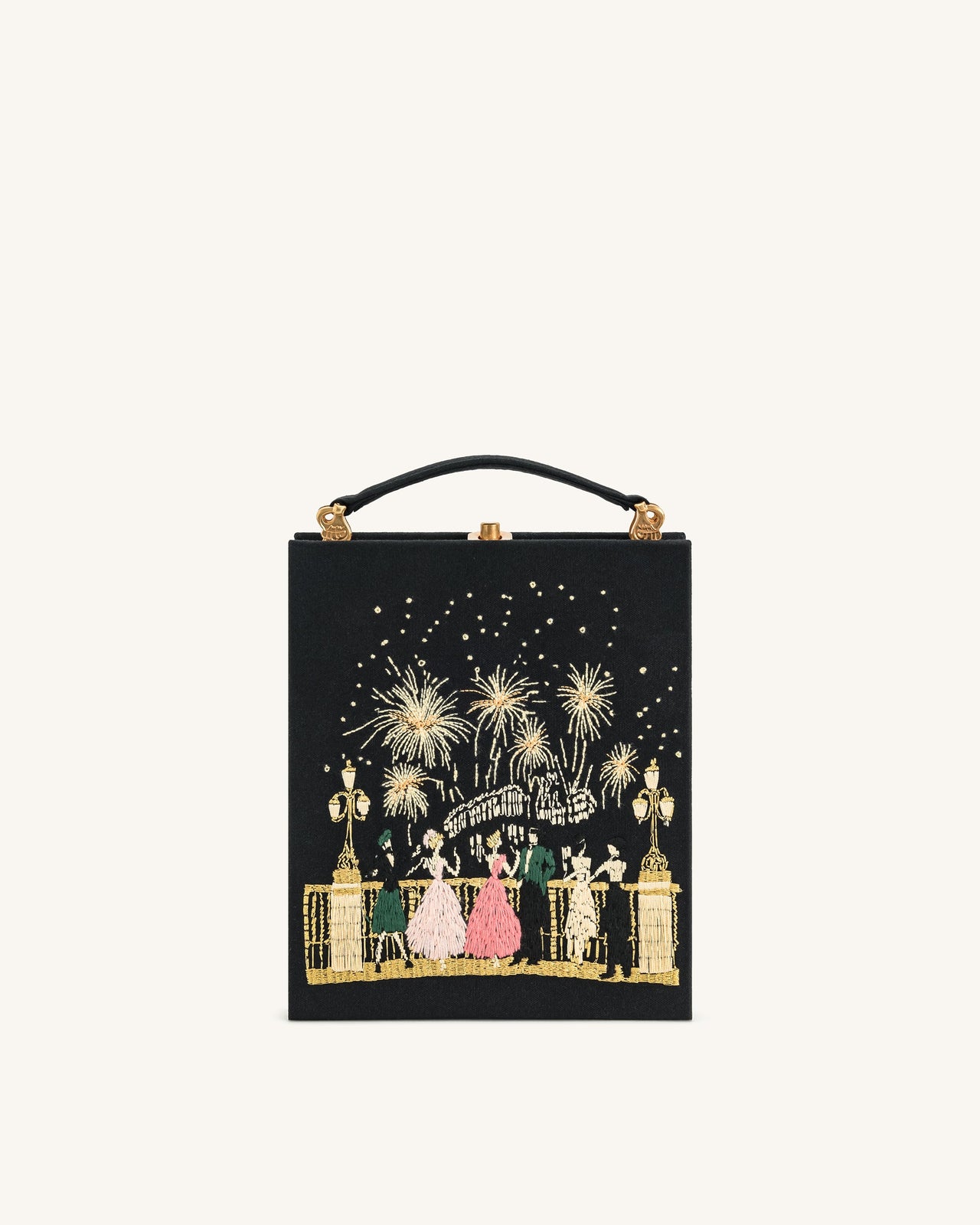 Taya-Fireworks Clutch a Forma di Libro con Motivo - Nero