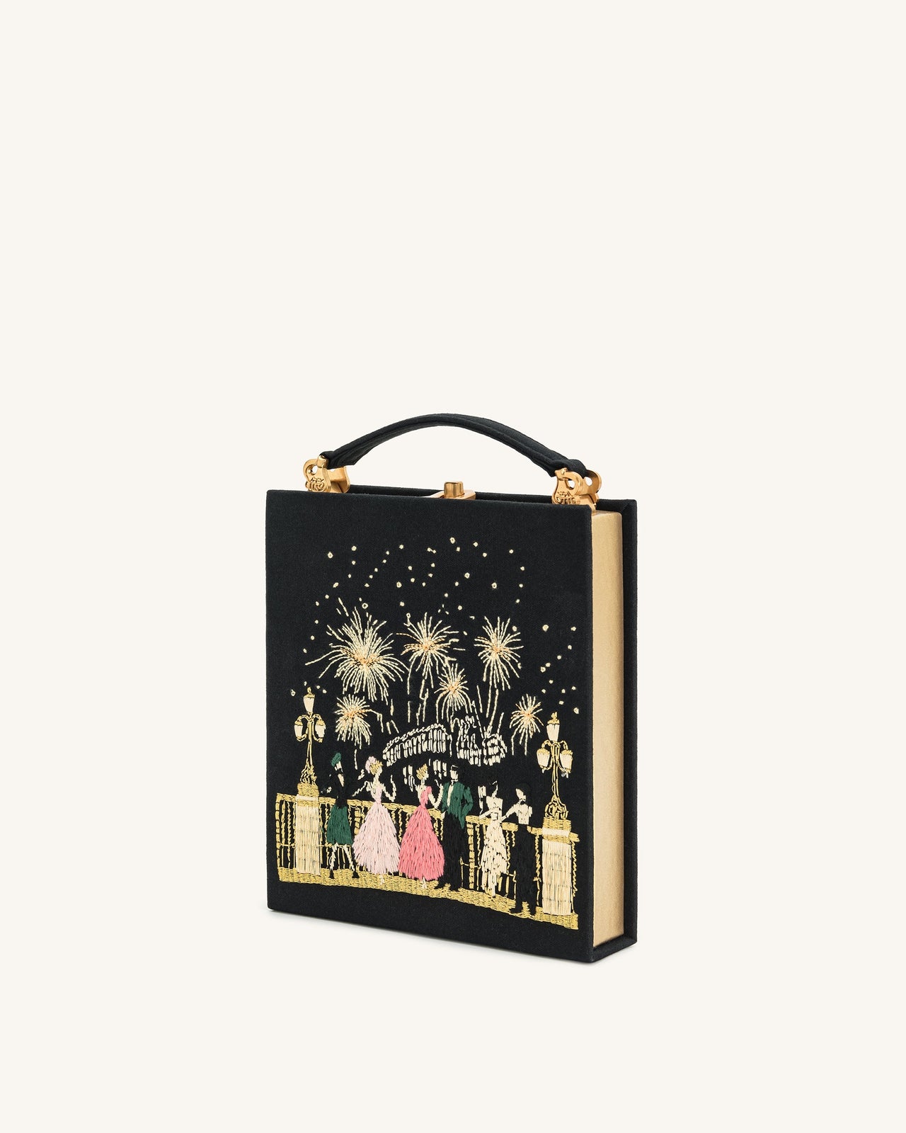 Taya-Fireworks Clutch a Forma di Libro con Motivo - Nero