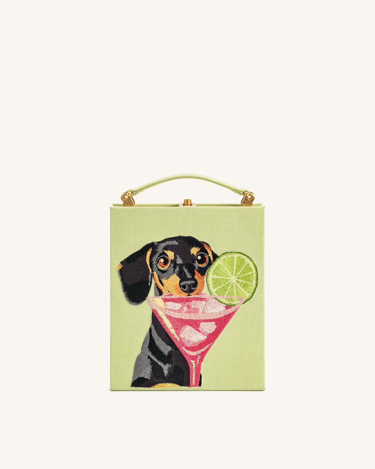Taya-Puppy Clutch a Forma di Libro con Motivo - Verde Chiaro