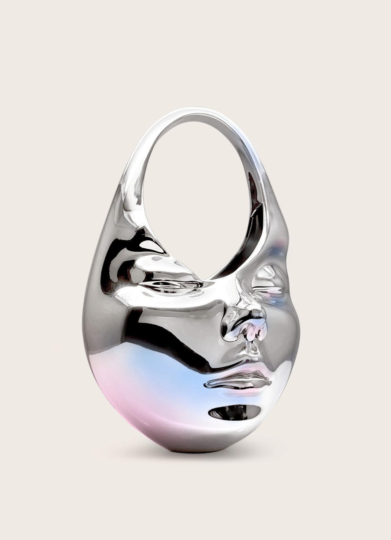 Lillian Face Borsa a Mano a Mezzaluna - Argento