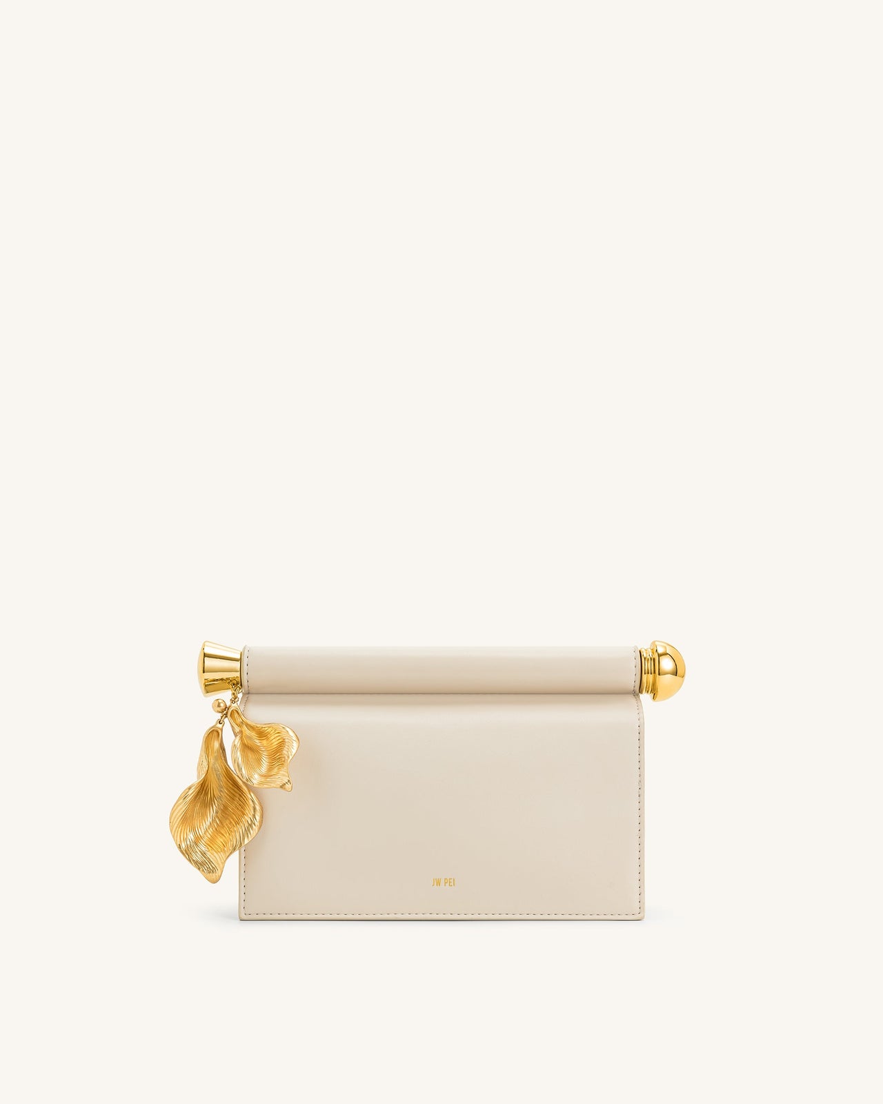 Holly Clutch Embellito con Pendente in Metallo - Bianco