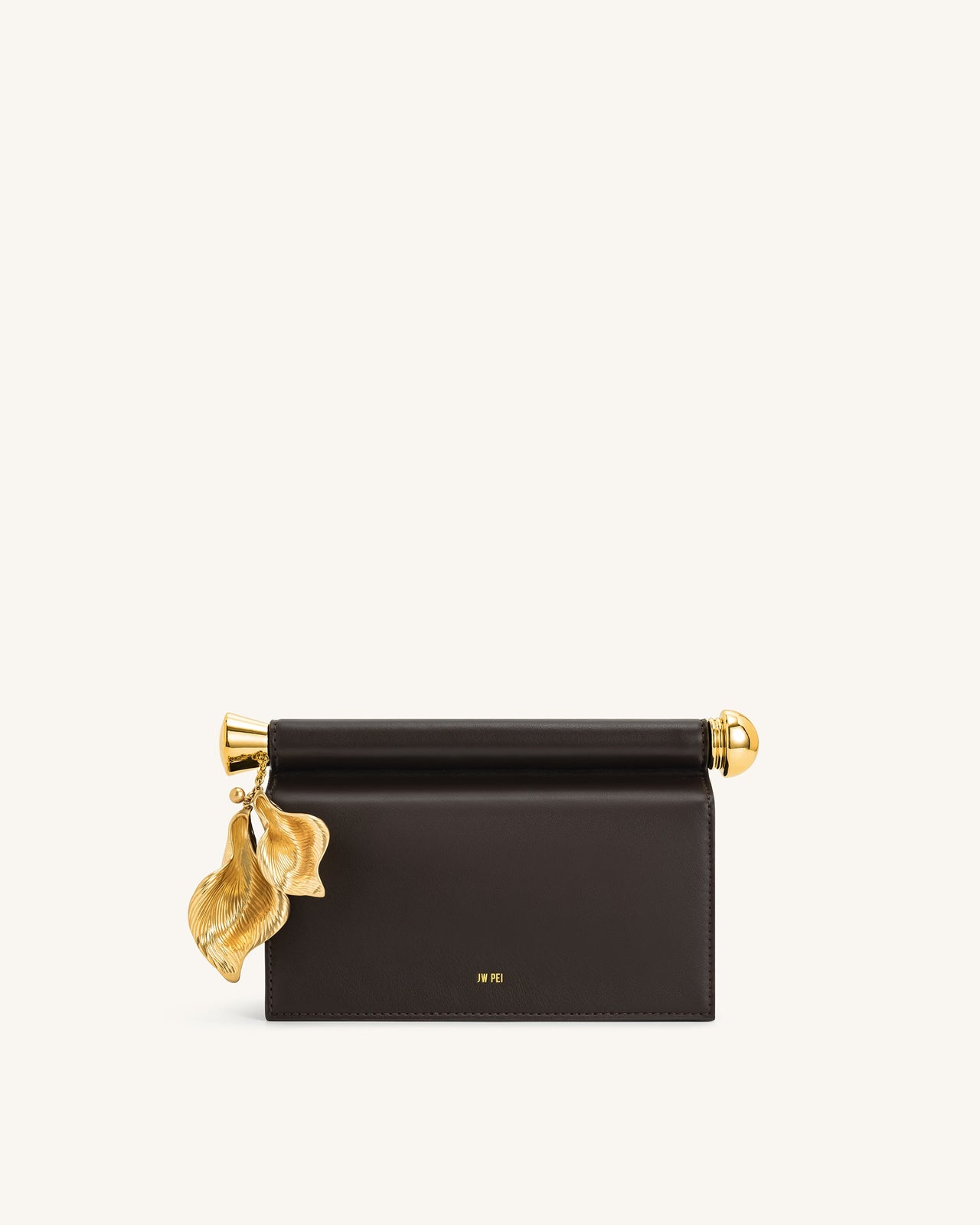 Holly Clutch Embellito con Pendente in Metallo - Marrone Scuro