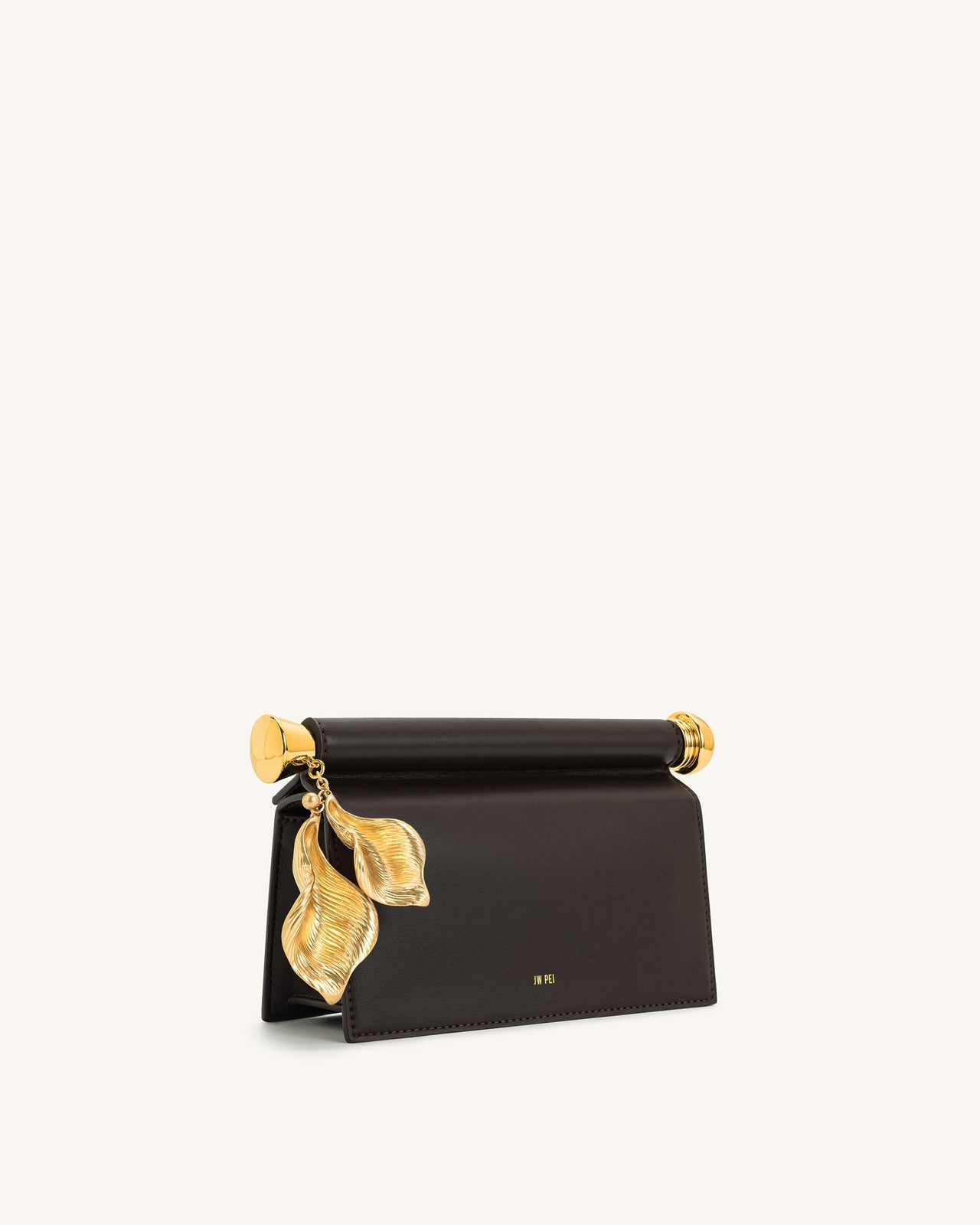 Holly Clutch Embellito con Pendente in Metallo - Marrone Scuro