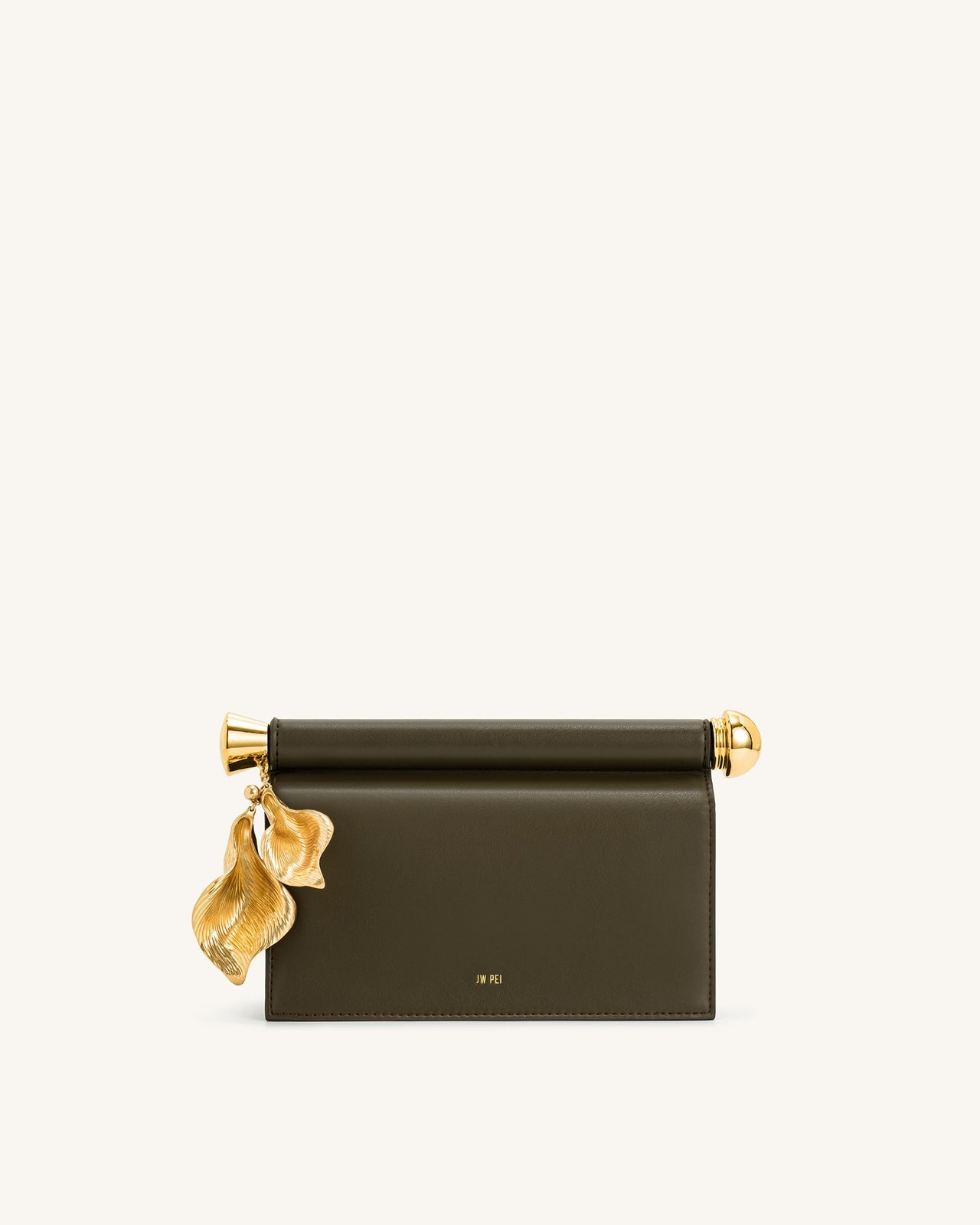 Holly Clutch Embellito con Pendente in Metallo - Oliva Scuro
