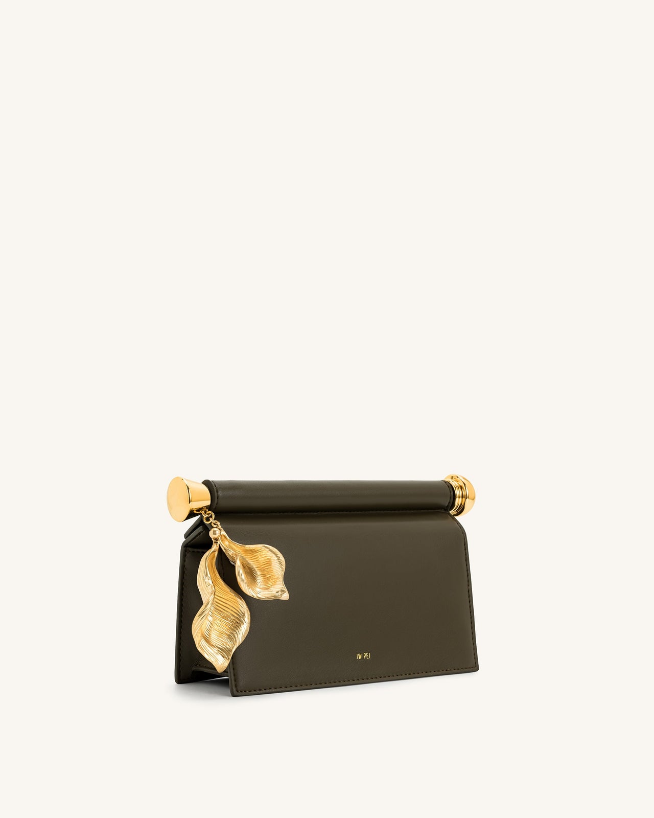Holly Clutch Embellito con Pendente in Metallo - Oliva Scuro