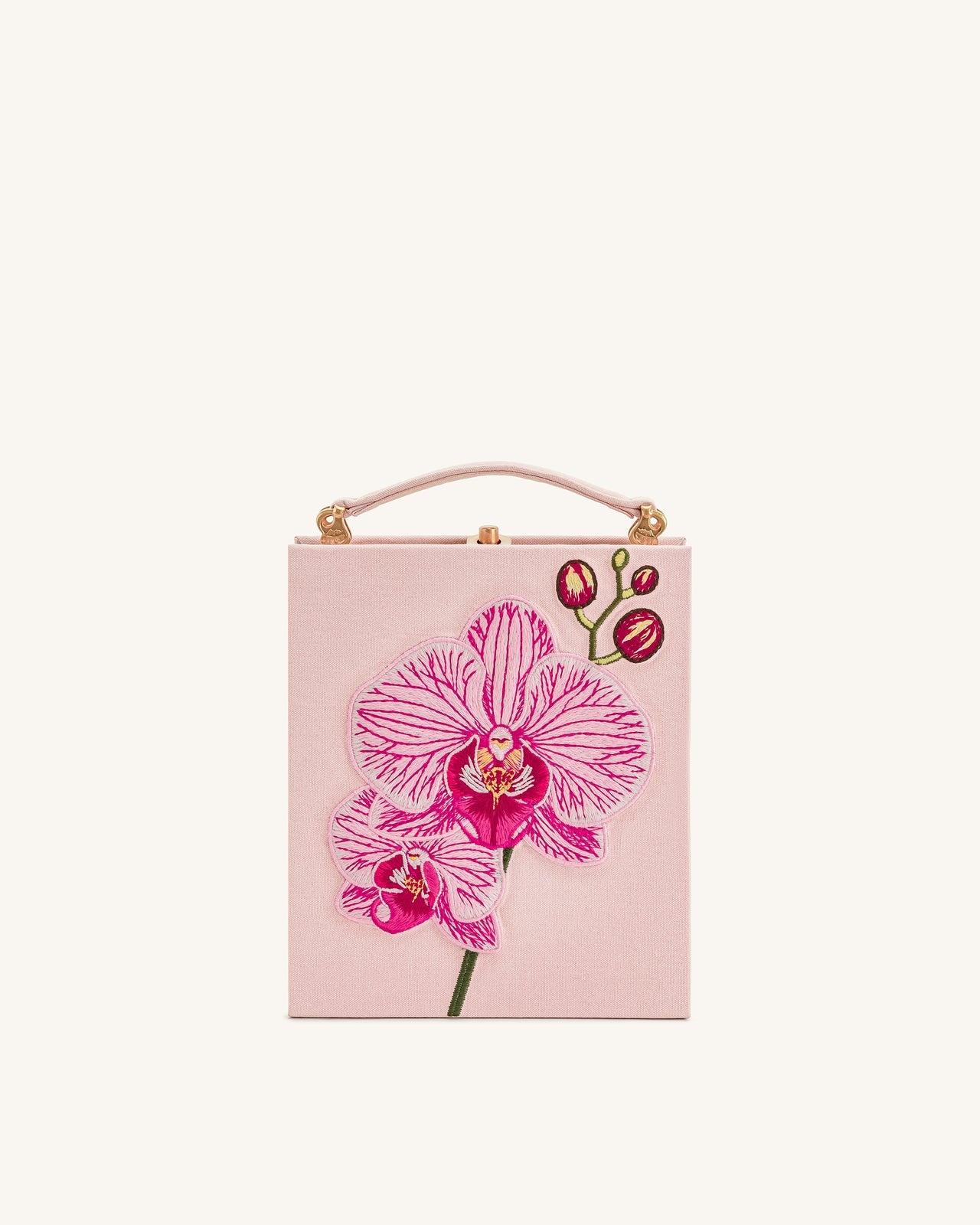 Taya Pochette a Forma di Libro con Motivo di Orchidea - Rosa
