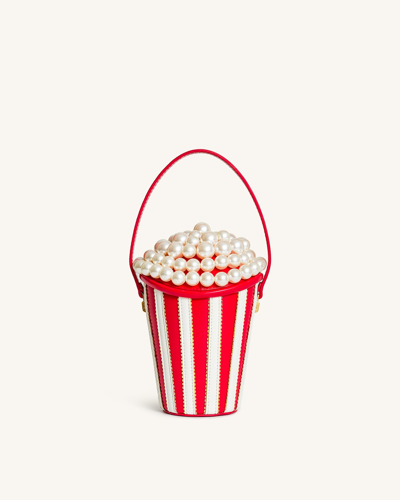 Skylar Borsa a Secchiello con Perle Finte - Rossa