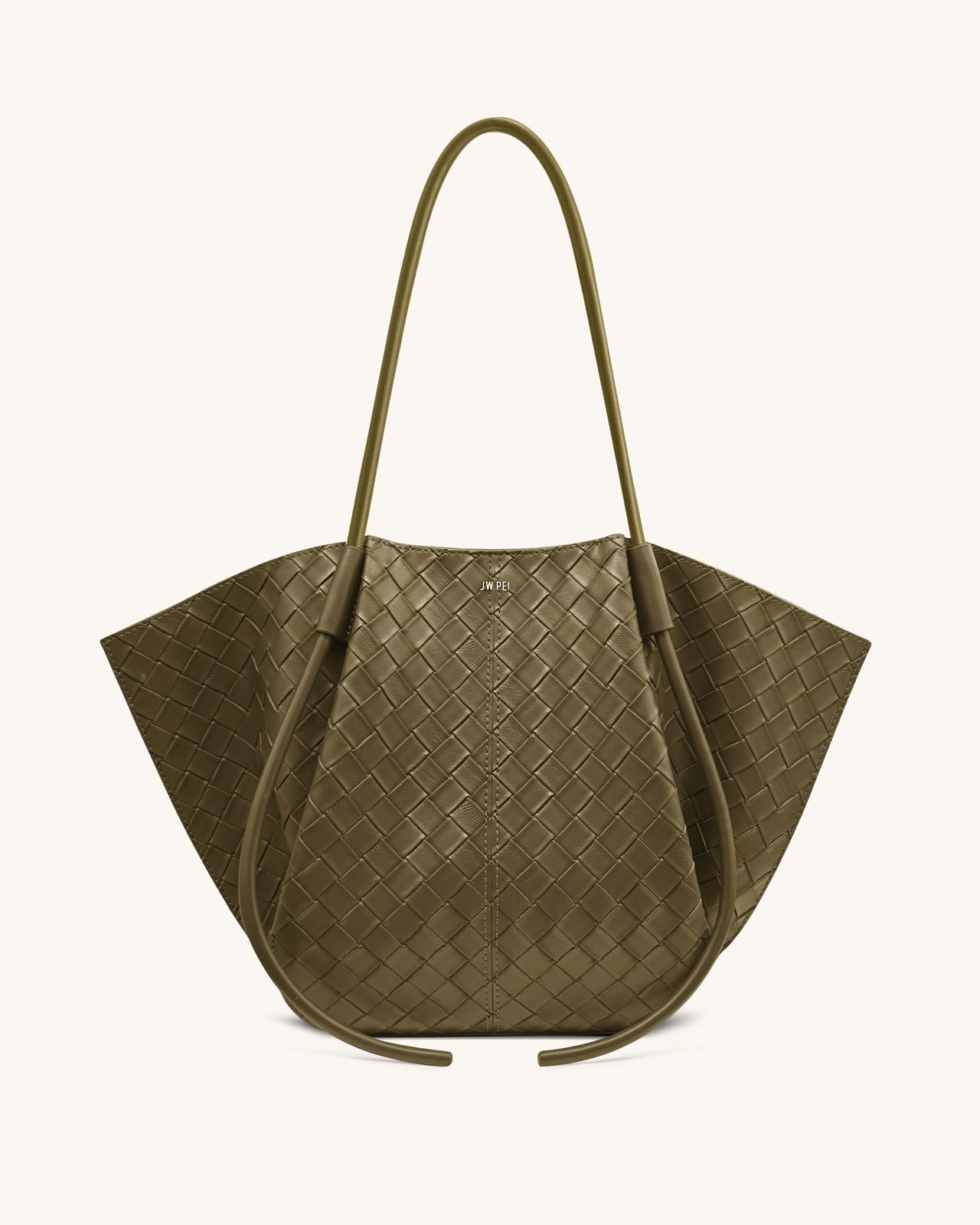 Nala Borsa Tote con Trama a Intreccio Largo - Verde Oliva