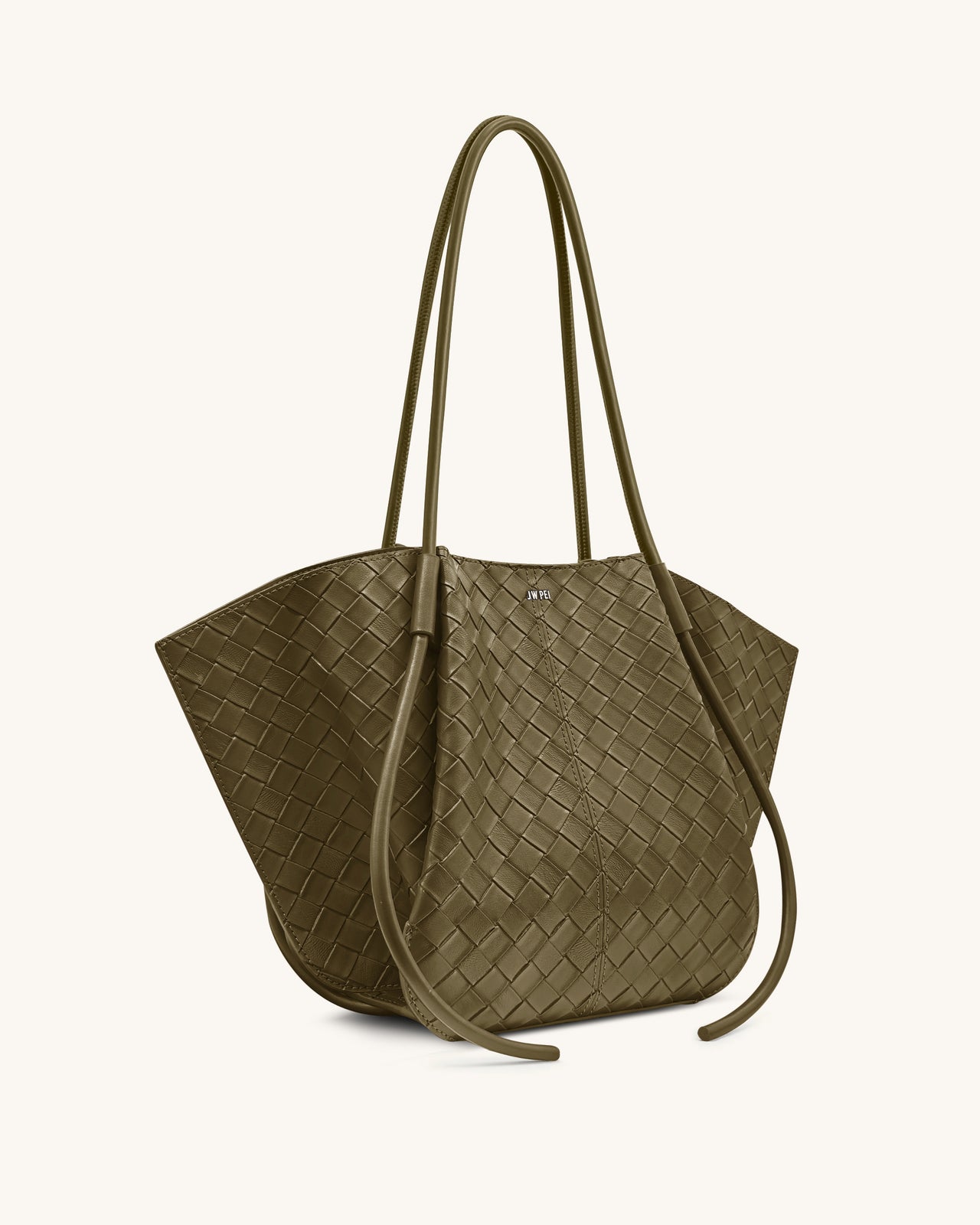 Nala Borsa Tote con Trama a Intreccio Largo - Verde Oliva