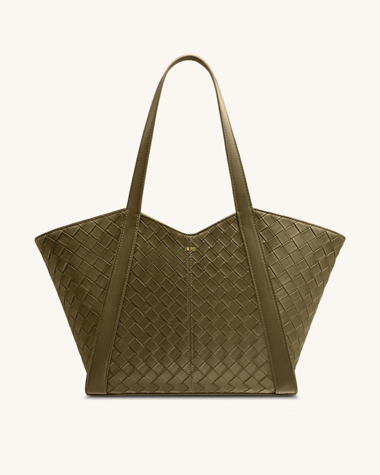 Kiana Borsa Tote a Grande Capacità con Texture Intrecciata - Verde Oliva Scuro