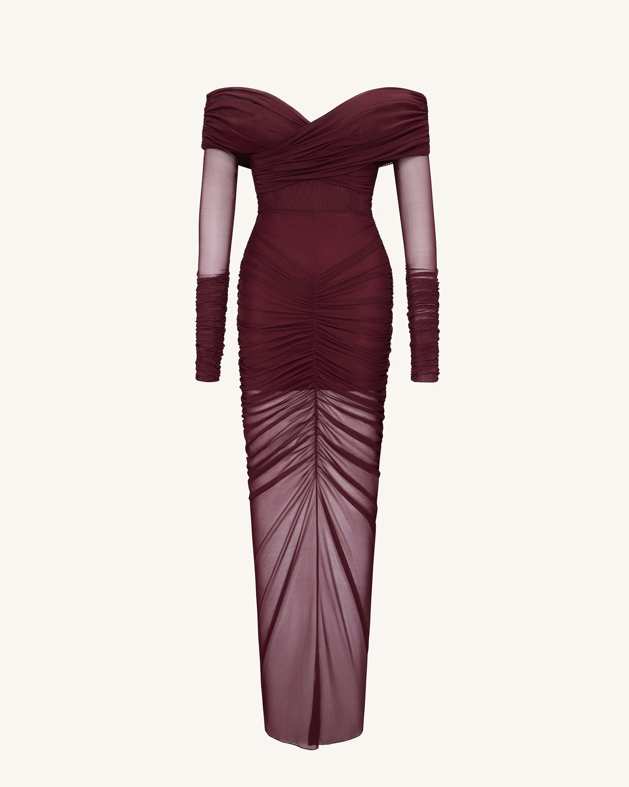 Emily Elegante Abito A Spalle Scoperte Arricciato - Rosso