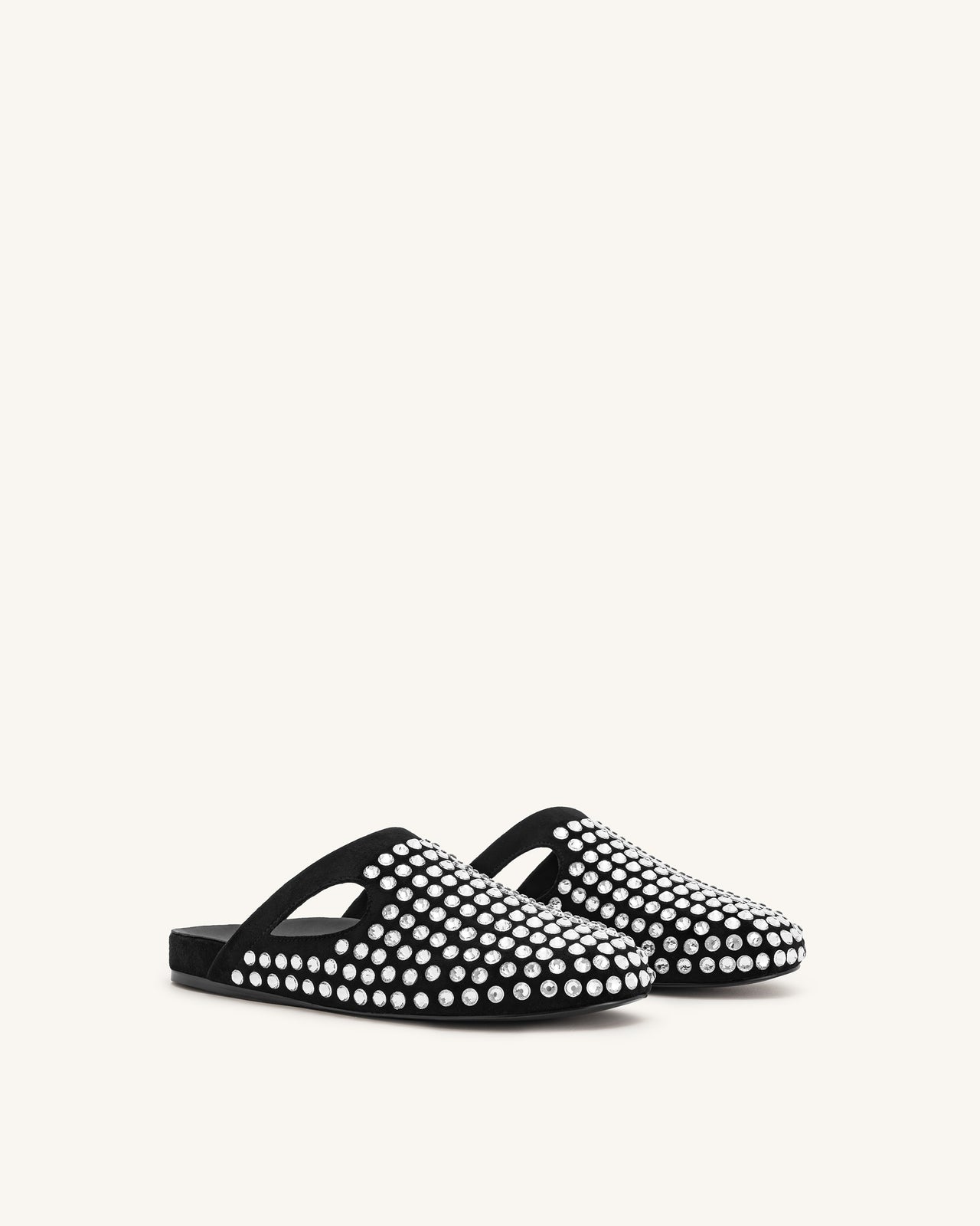 Athena Ciabatte Basse con Cristalli Artificiali - Nero