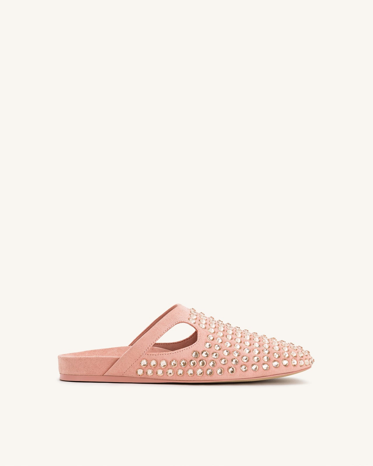Athena Mules Piatte con Cristalli Artificiali - Rosa Beige
