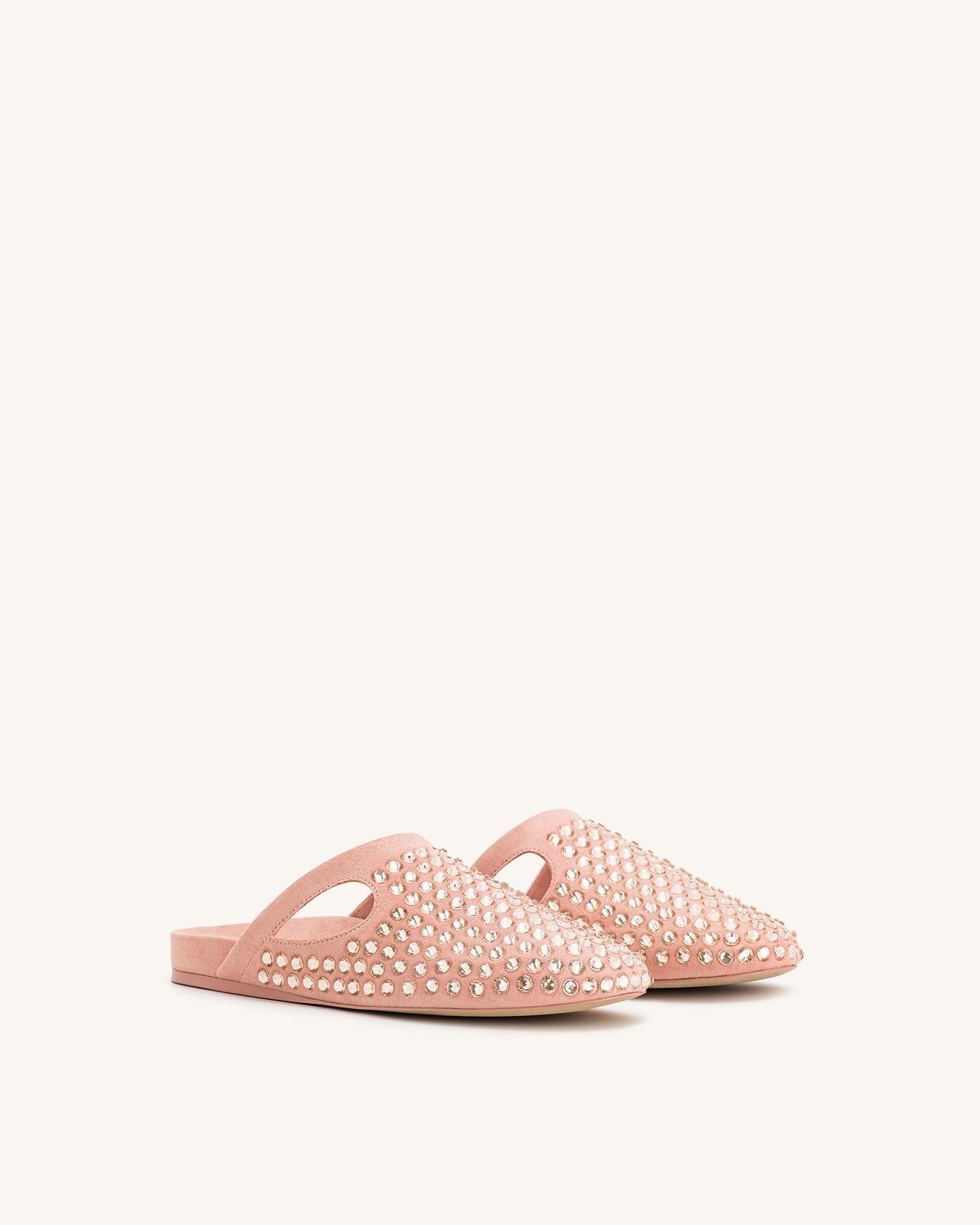 Athena Mules Piatte con Cristalli Artificiali - Rosa Beige