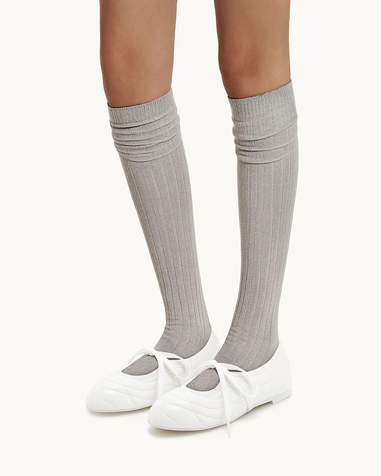 Erika Ballerine allacciate con impunture - Bianco