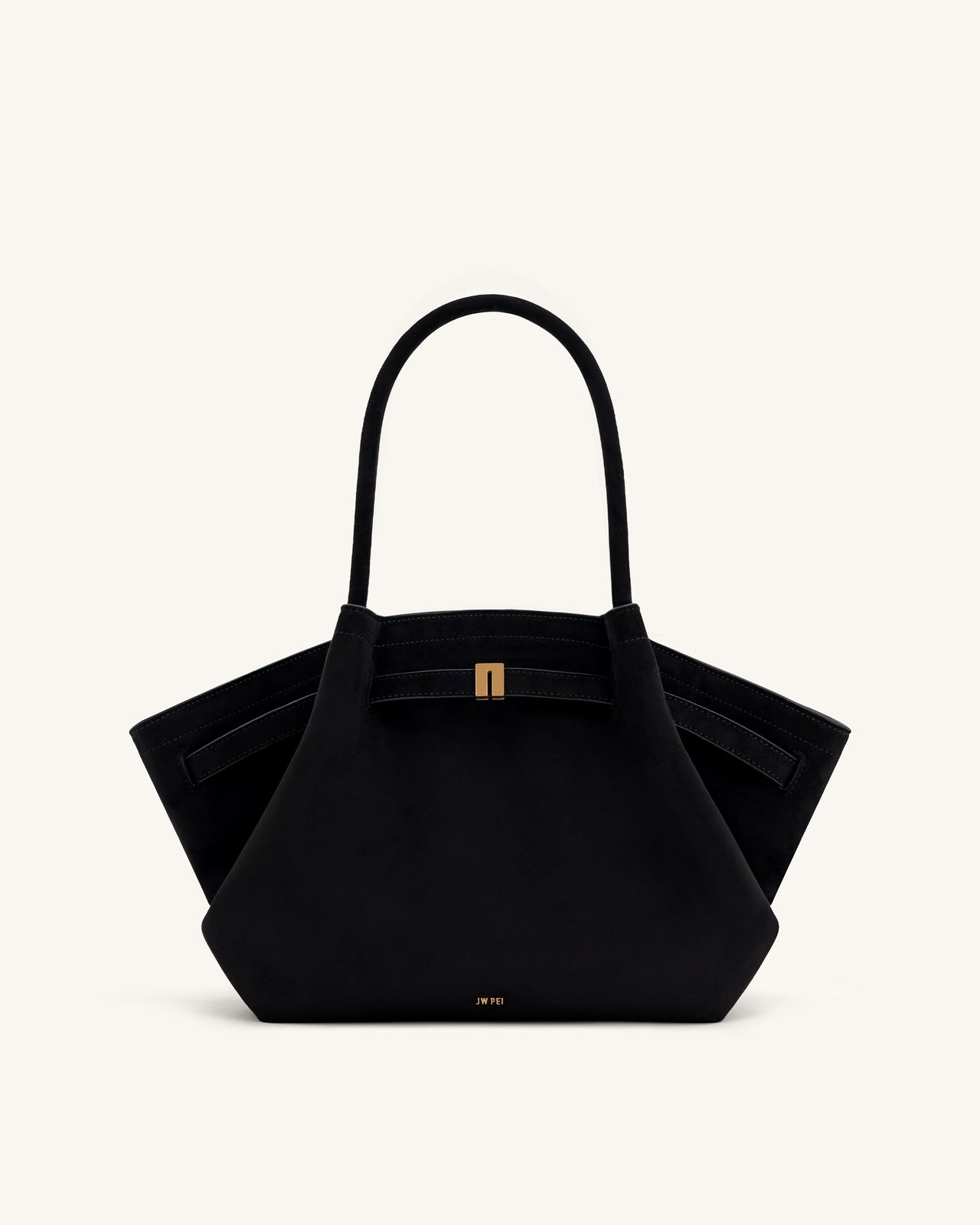Hana Borsa Tote Media in Finta Pelle Scamosciata - Nero