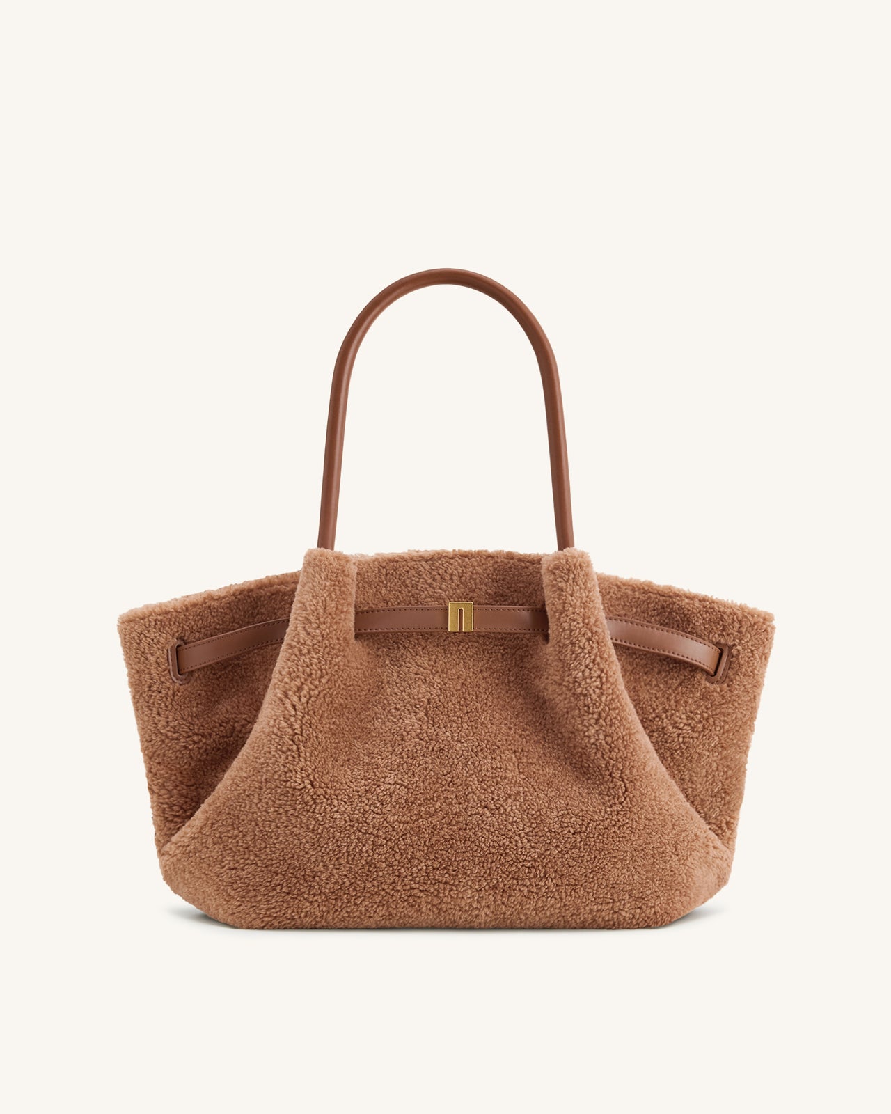 Hana Borsa Tote Media in Eco Pelliccia - Marrone Scuro