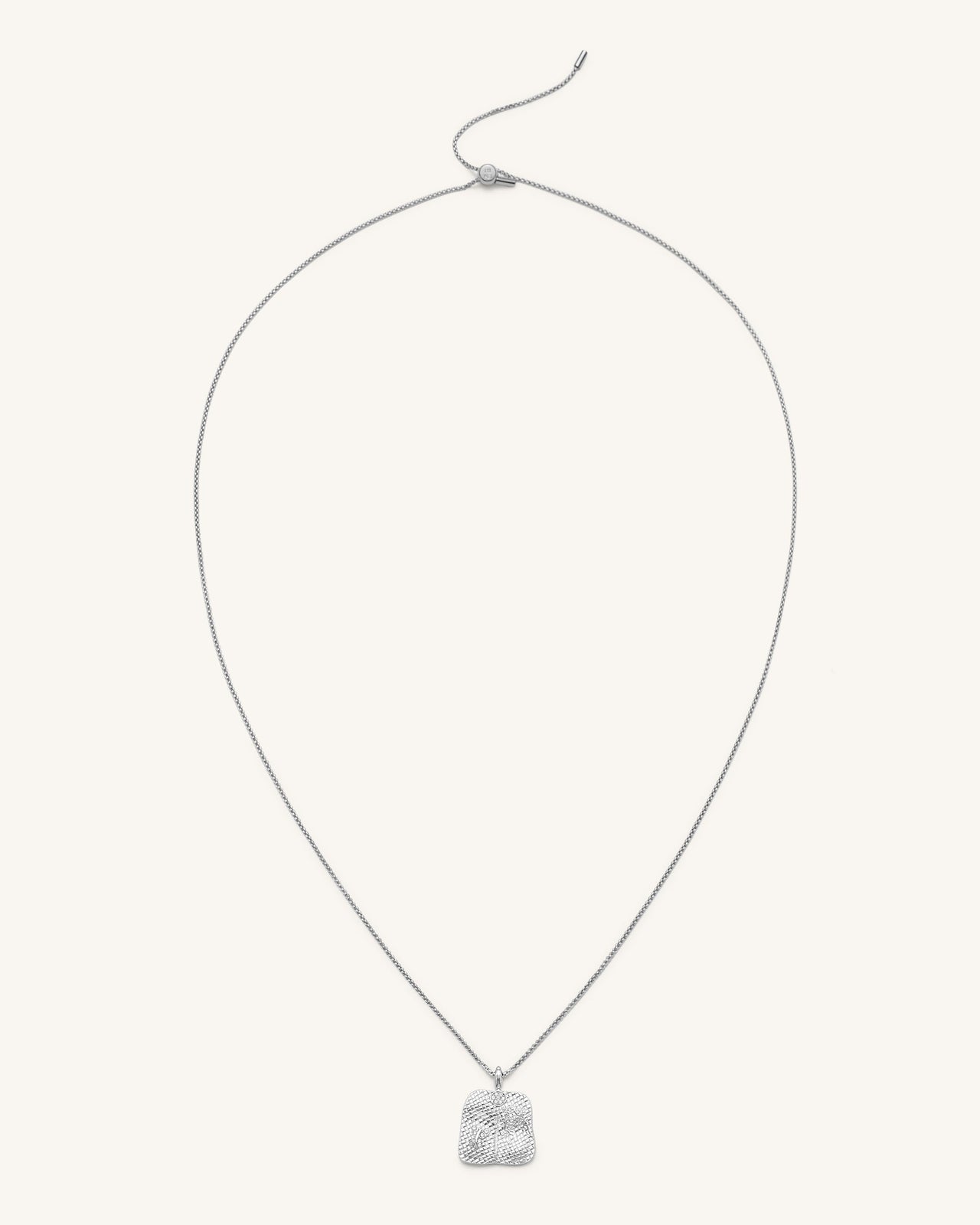Collana con ciondolo a ventaglio di piantaggine - Placcato oro bianco 18 ct & Zircone bianco