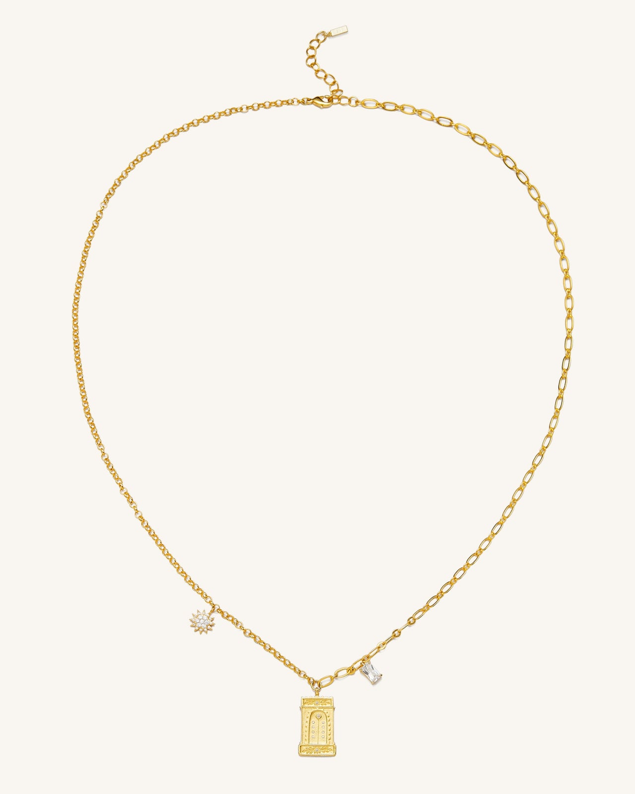 Collana Pendente Arco Romano - Placcato oro 18 ct & Zircone bianco